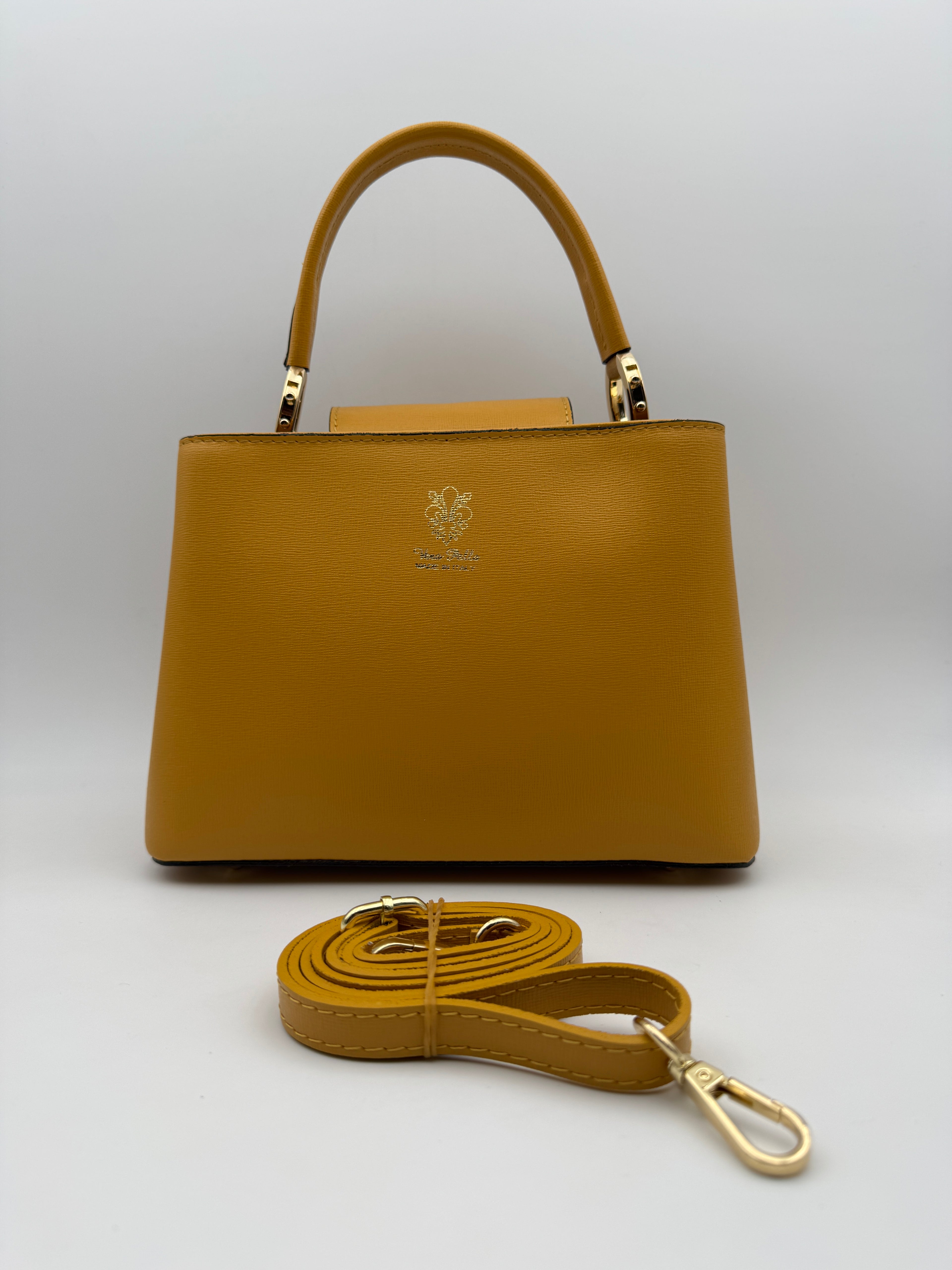 Borsa a Spalla MIMOSA - in Vera Pelle Martellata Made in Italy