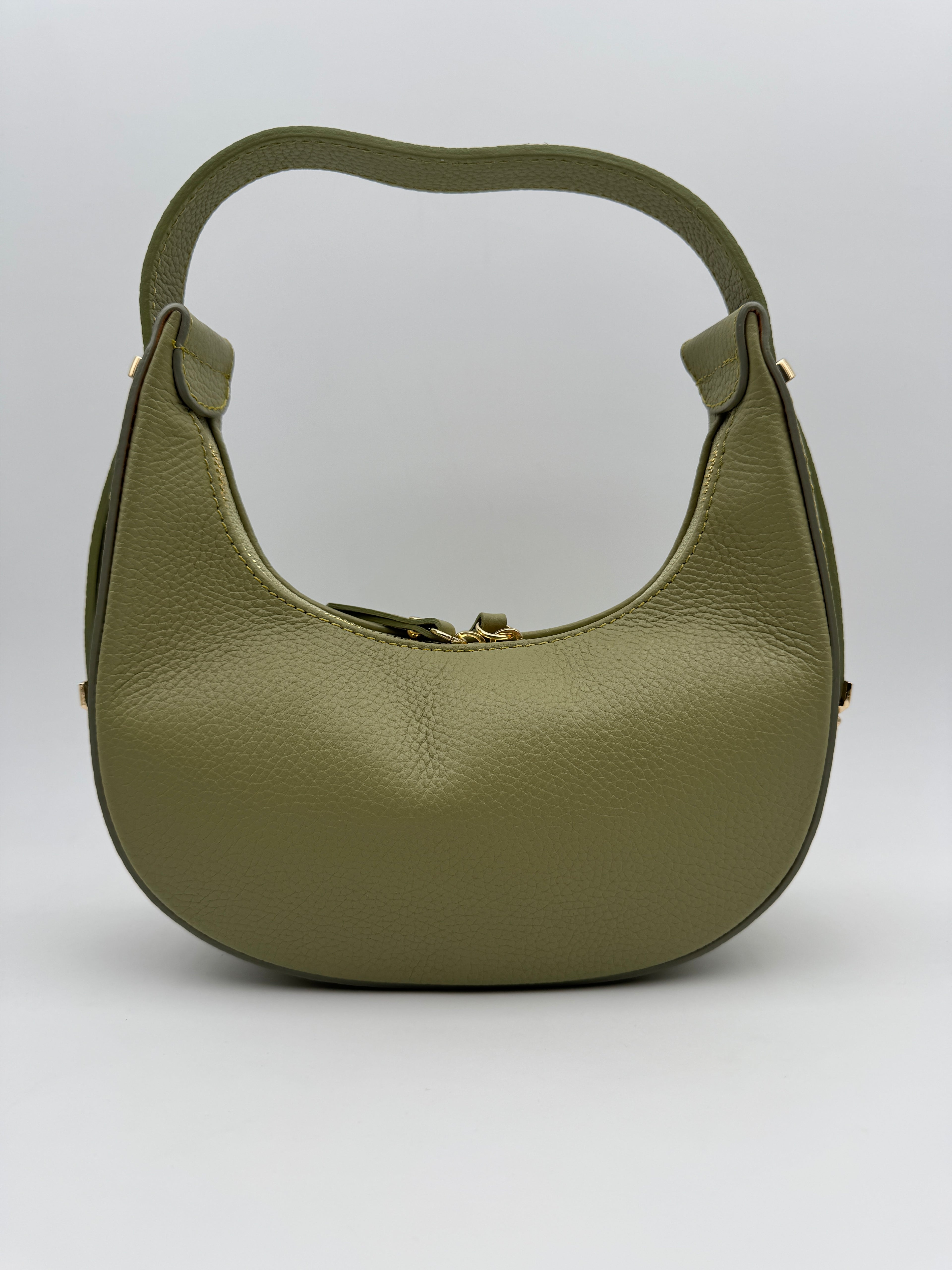 Borsa Mezzaluna GLICINE - in Vera Pelle Martellata Made in Italy