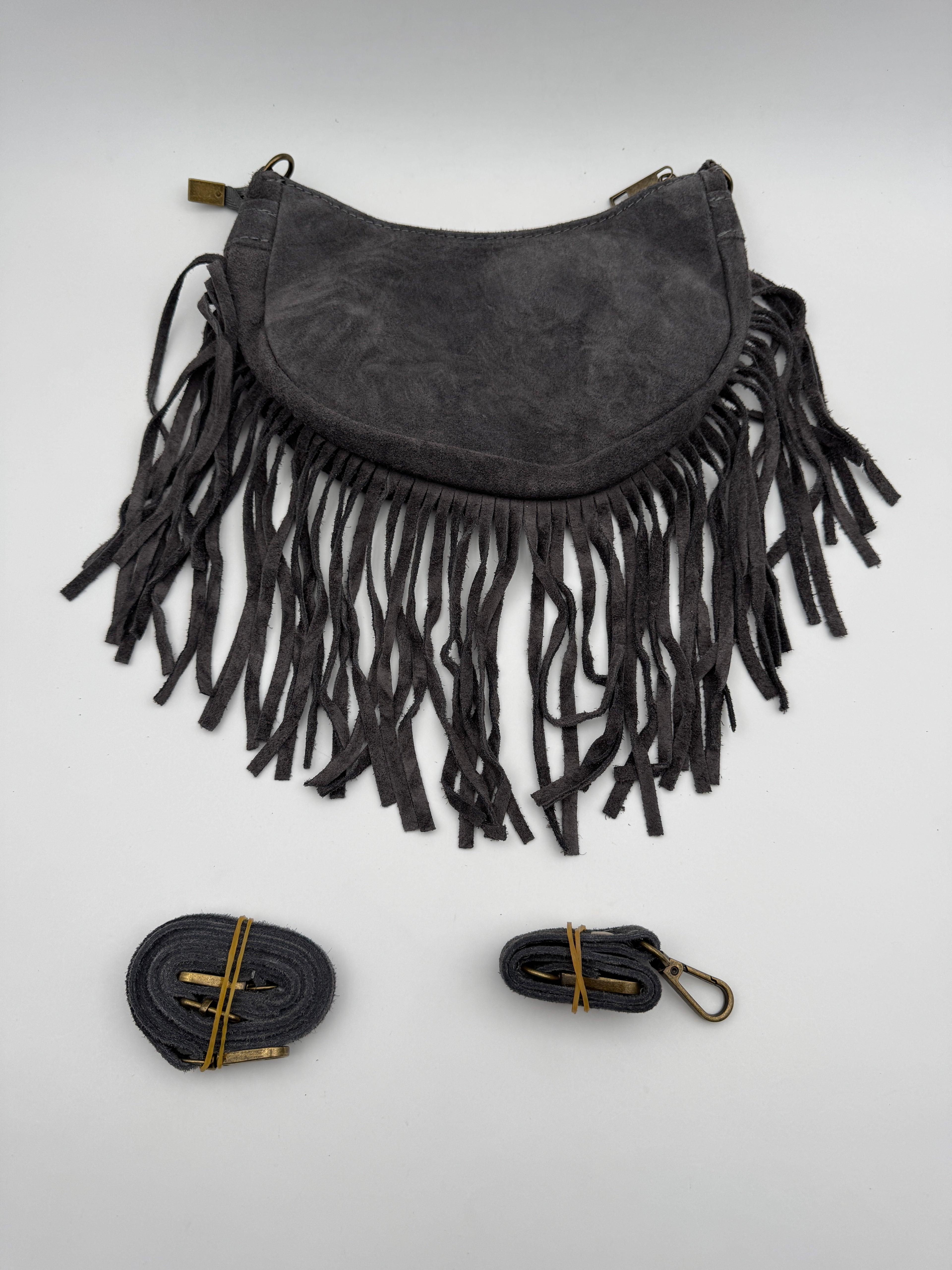 Borsa a Mezzaluna GINESTRA - in Vera Pelle Scamosciata Made in Italy