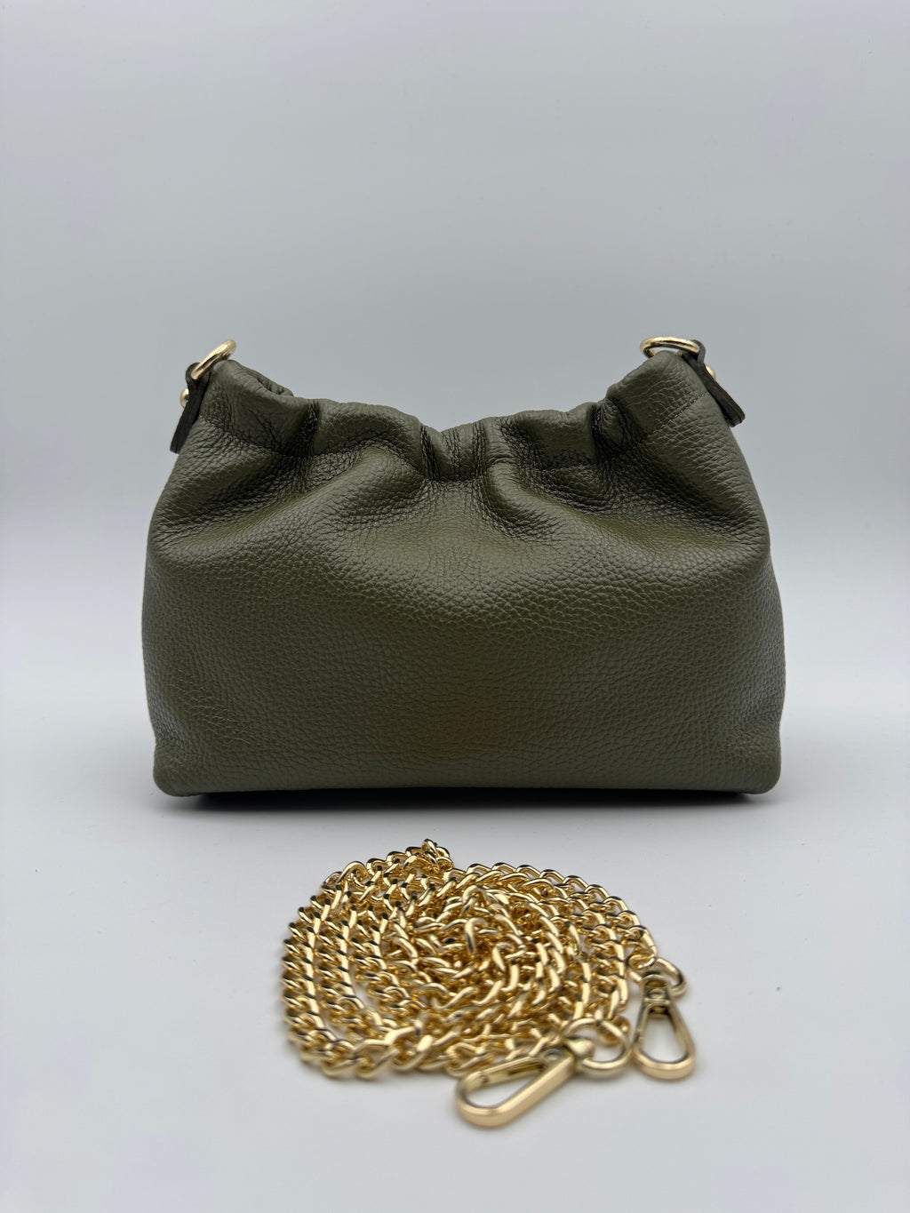 Borsa Pouch PEONIA - in Vera Pelle Martellata Made in Italy