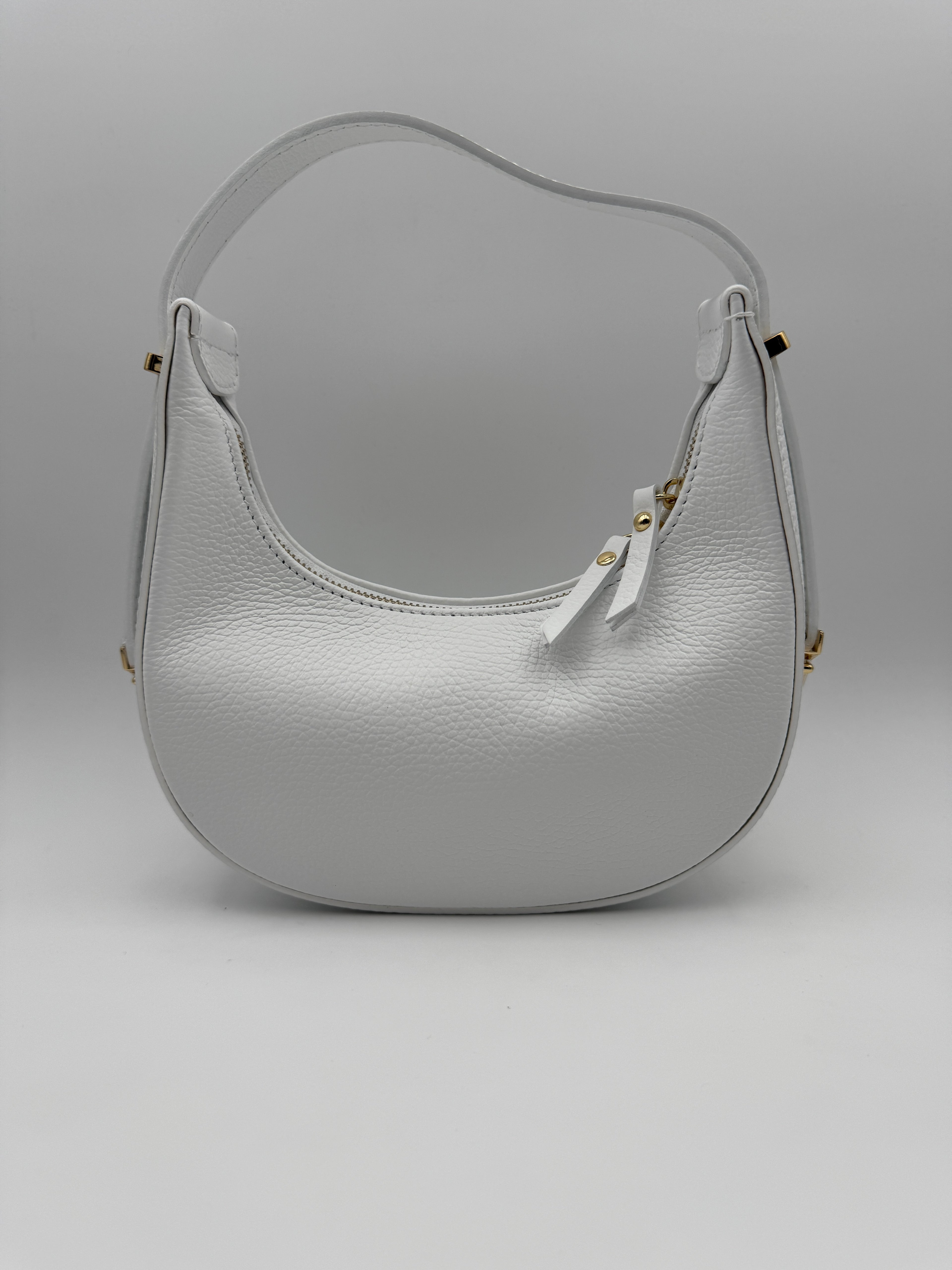 Borsa Mezzaluna GLICINE - in Vera Pelle Martellata Made in Italy