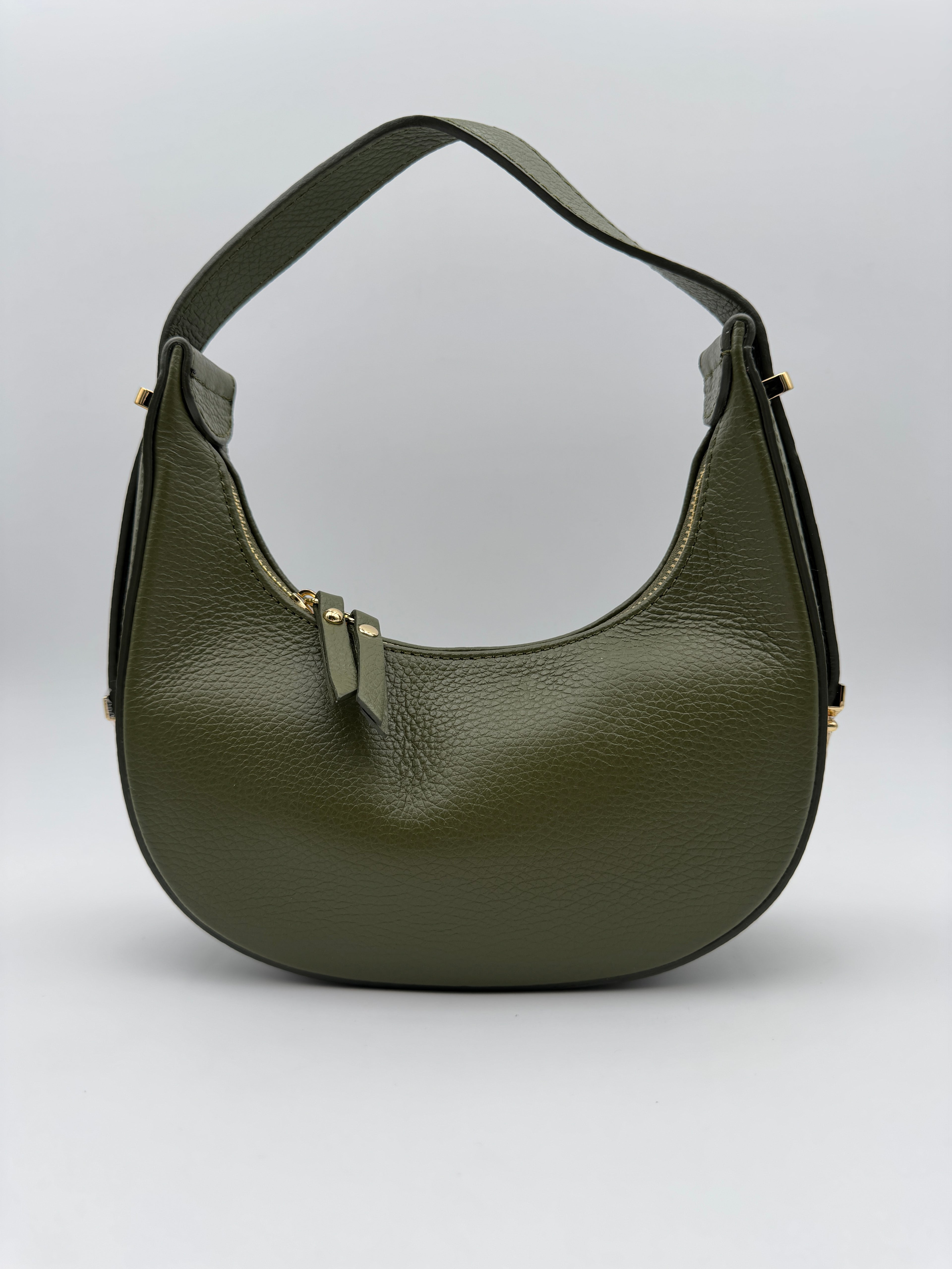 Borsa Mezzaluna GLICINE - in Vera Pelle Martellata Made in Italy