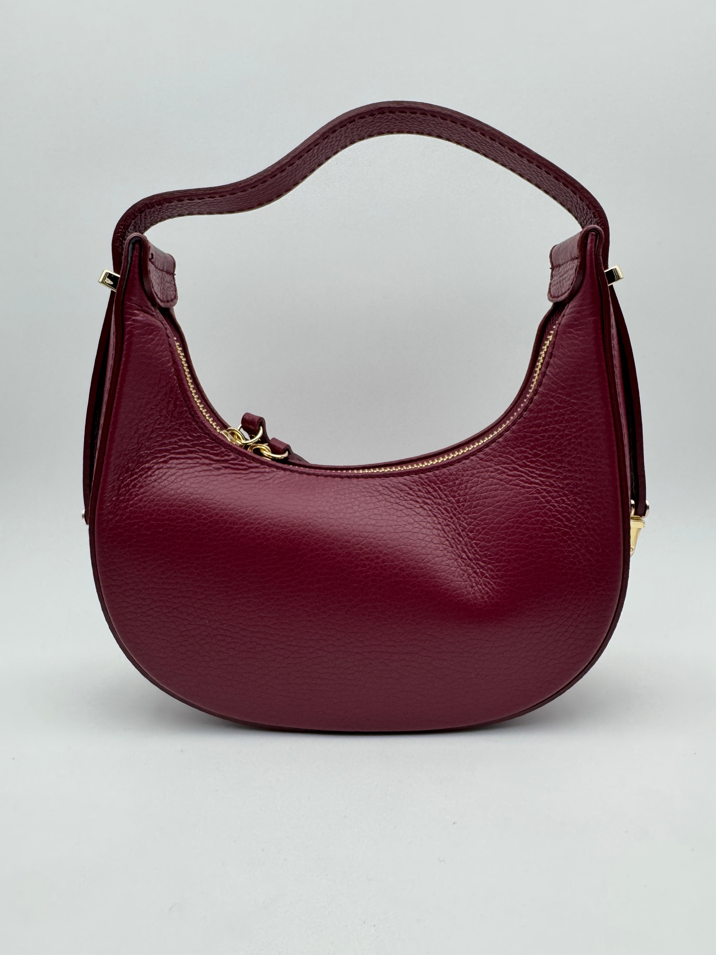 Borsa Mezzaluna GLICINE - in Vera Pelle Martellata Made in Italy