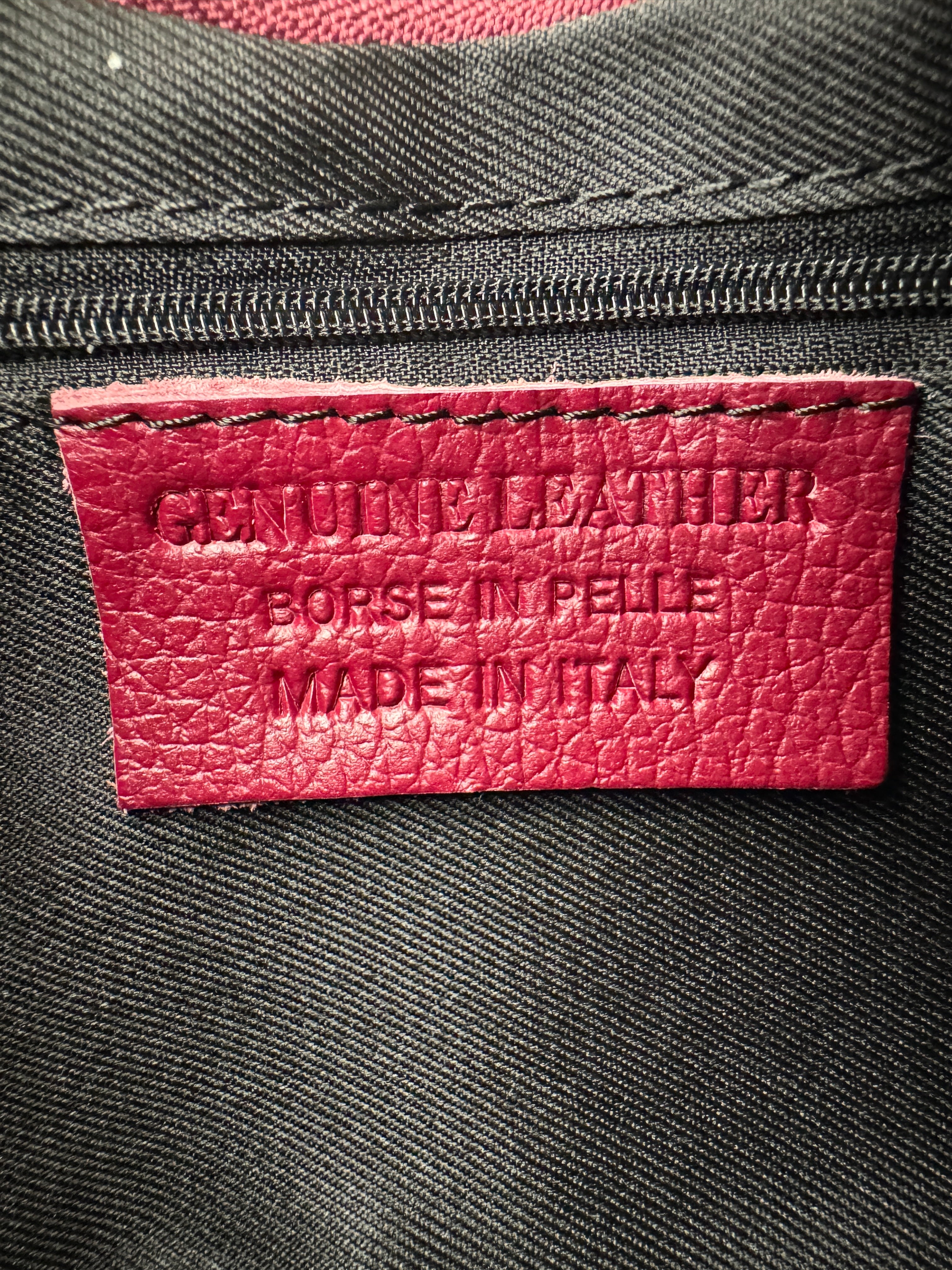 Borsa Mezzaluna GLICINE - in Vera Pelle Martellata Made in Italy