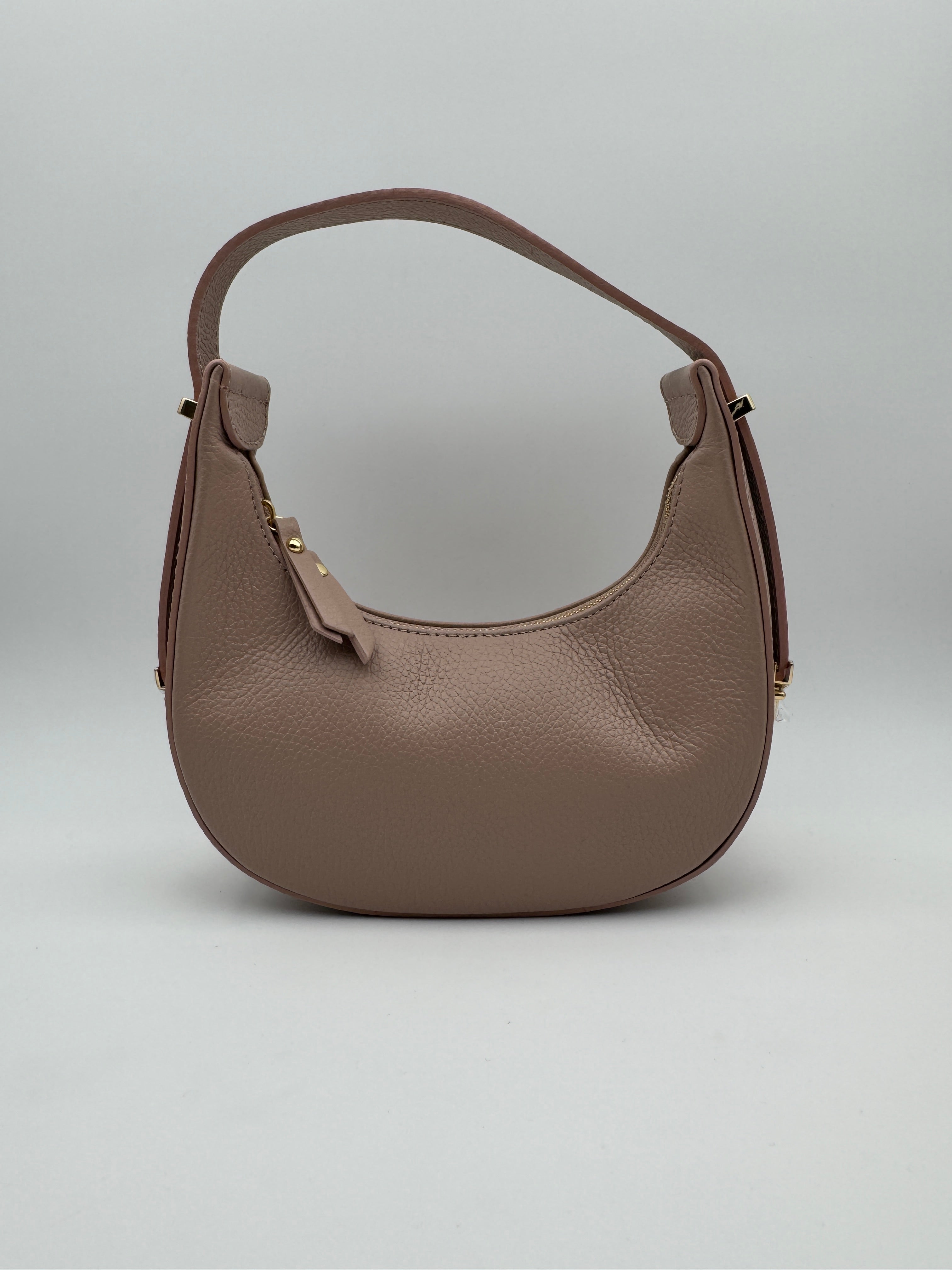 Borsa Mezzaluna GLICINE - in Vera Pelle Martellata Made in Italy