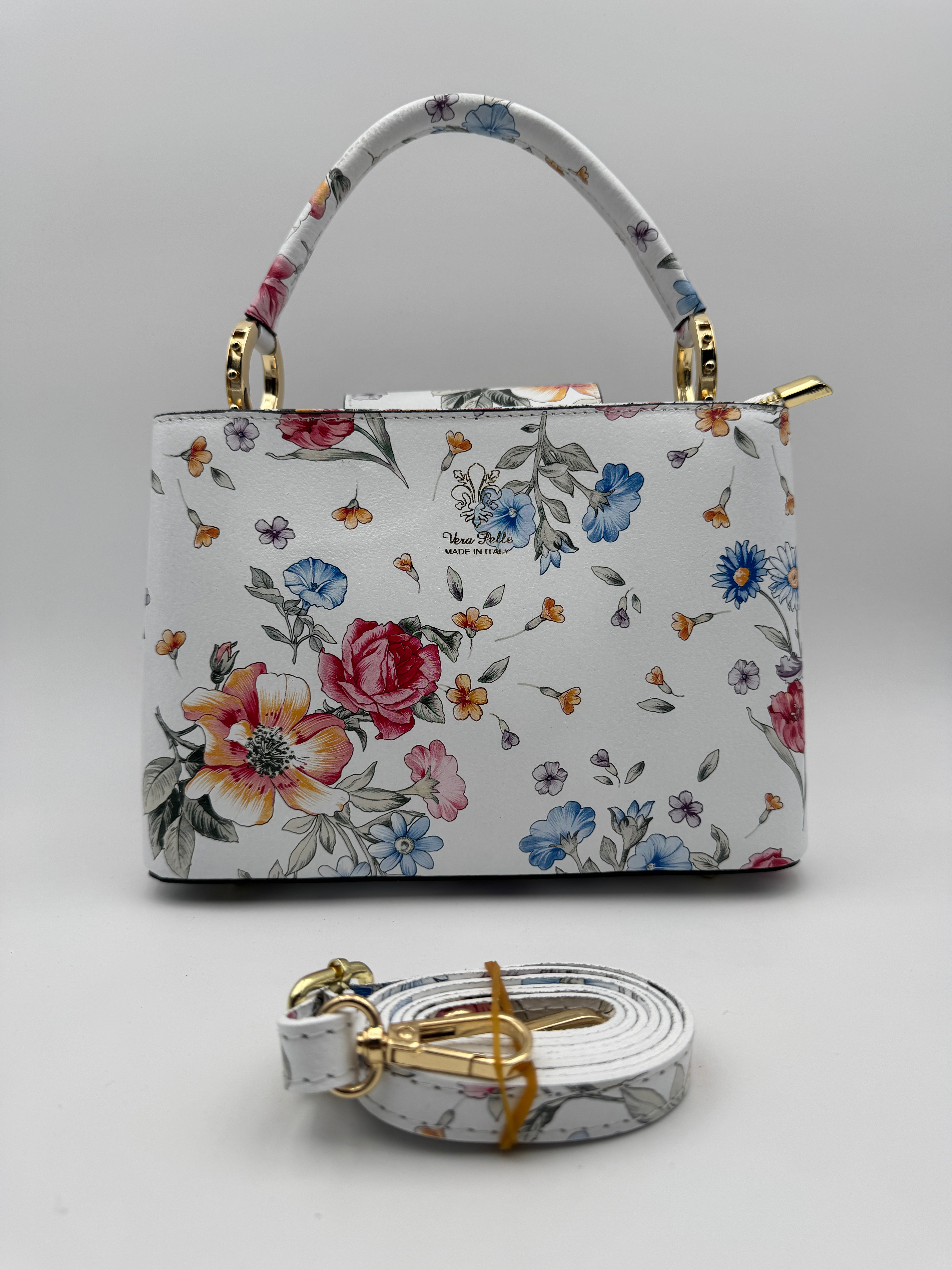 Borsa a Spalla MIMOSA - in Vera Pelle Martellata Made in Italy