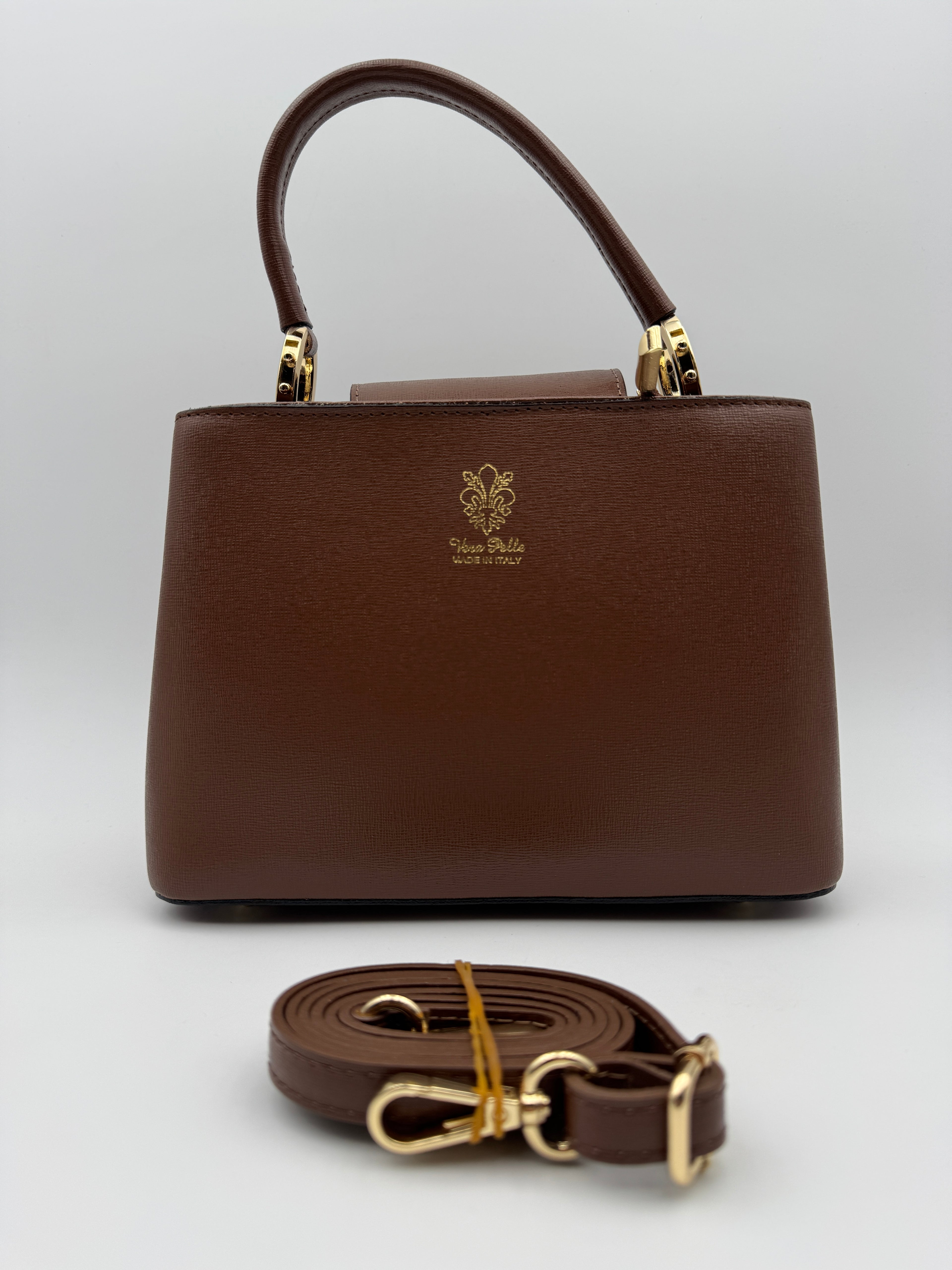 Borsa a Spalla MIMOSA - in Vera Pelle Martellata Made in Italy