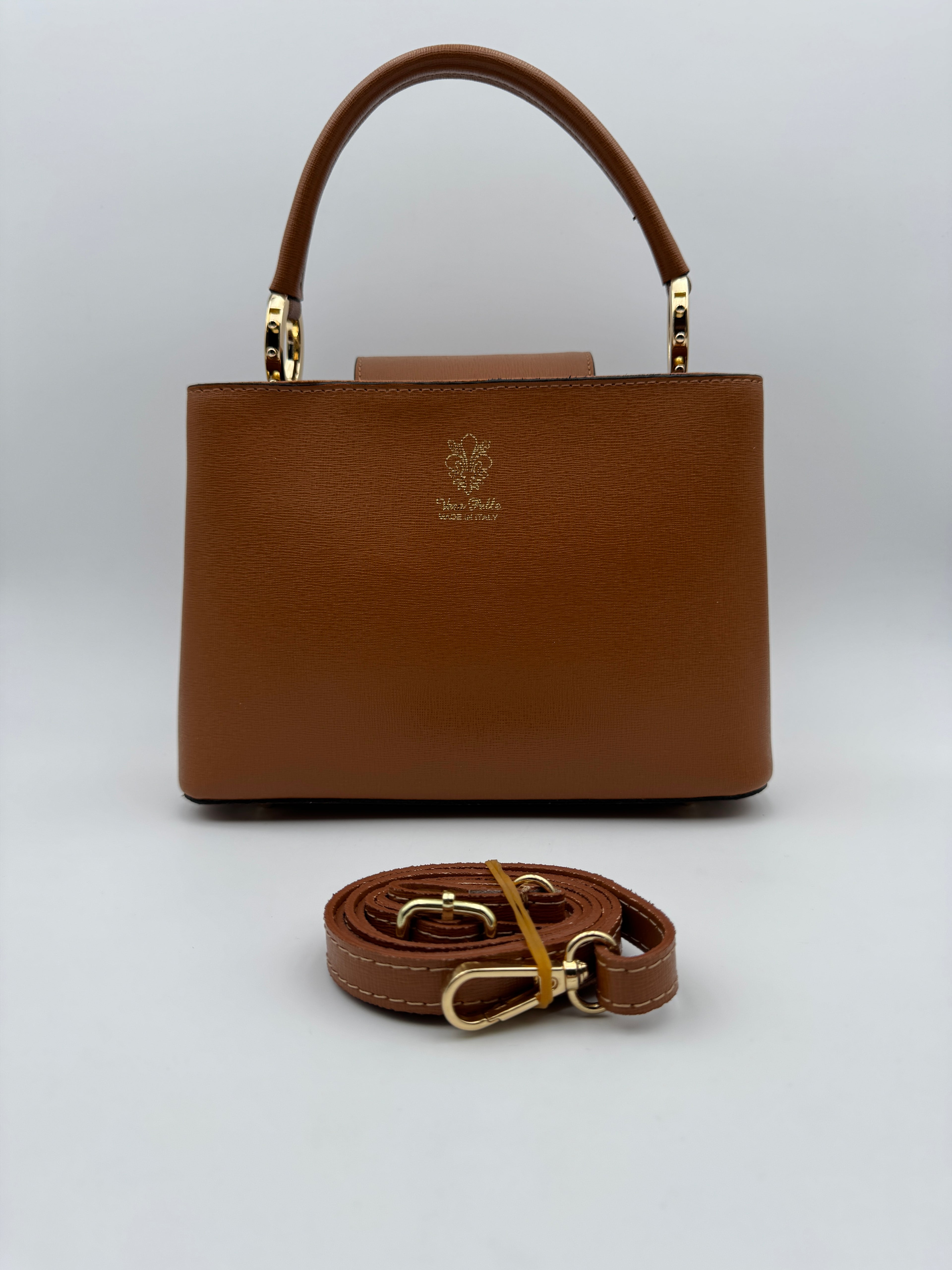 Borsa a Spalla MIMOSA - in Vera Pelle Martellata Made in Italy