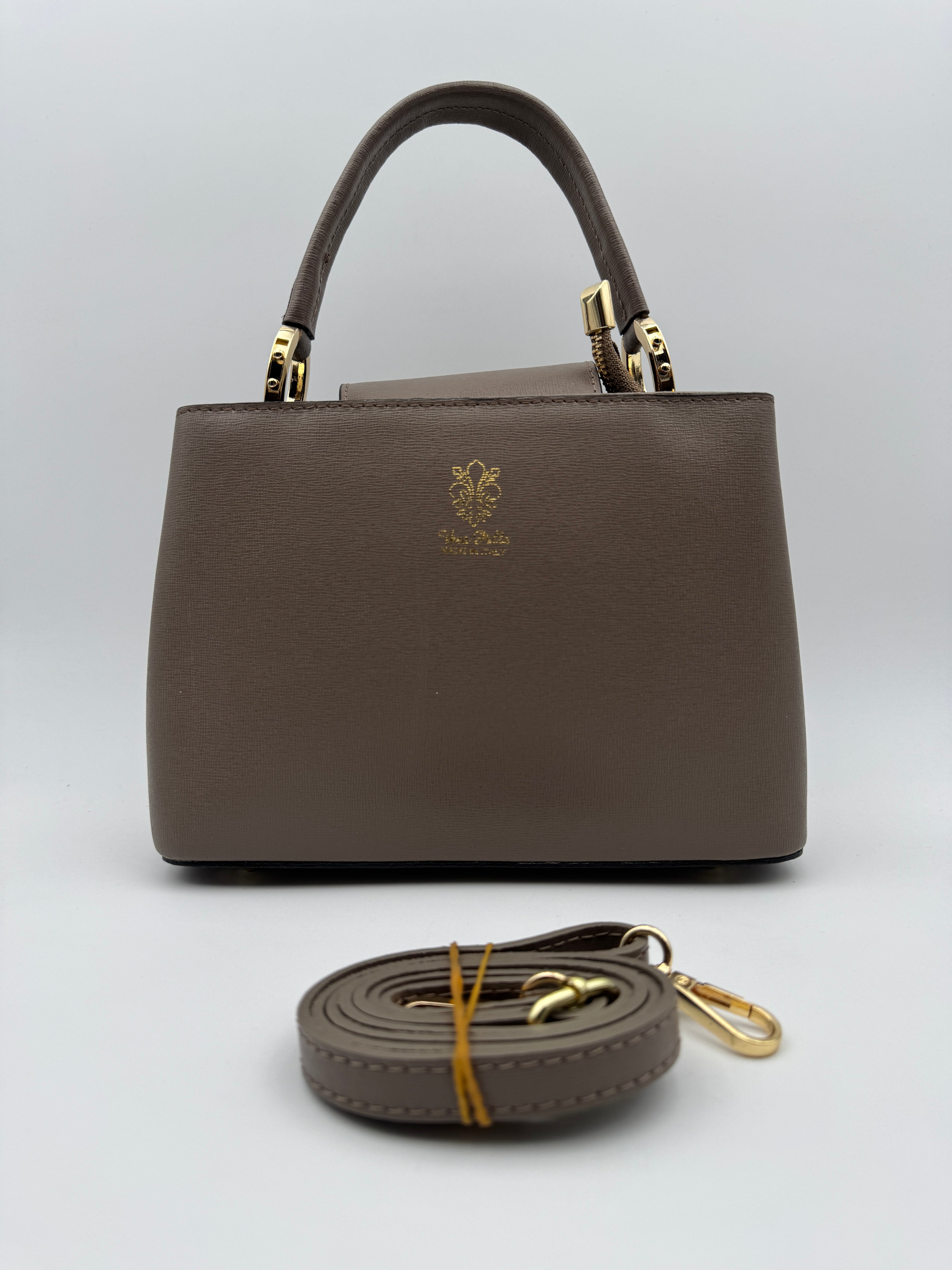 Borsa a Spalla MIMOSA - in Vera Pelle Martellata Made in Italy