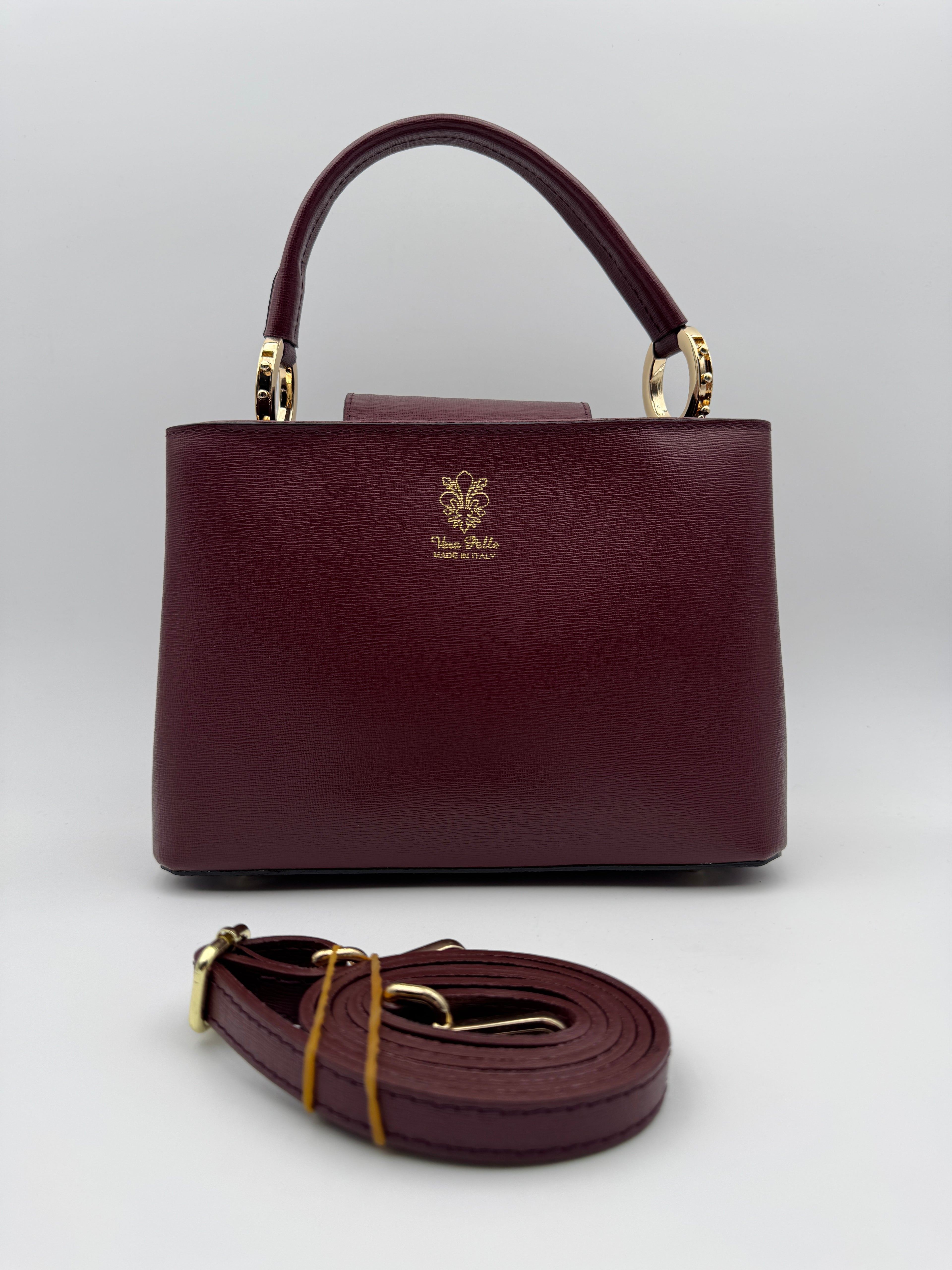 Borsa a Spalla MIMOSA - in Vera Pelle Martellata Made in Italy