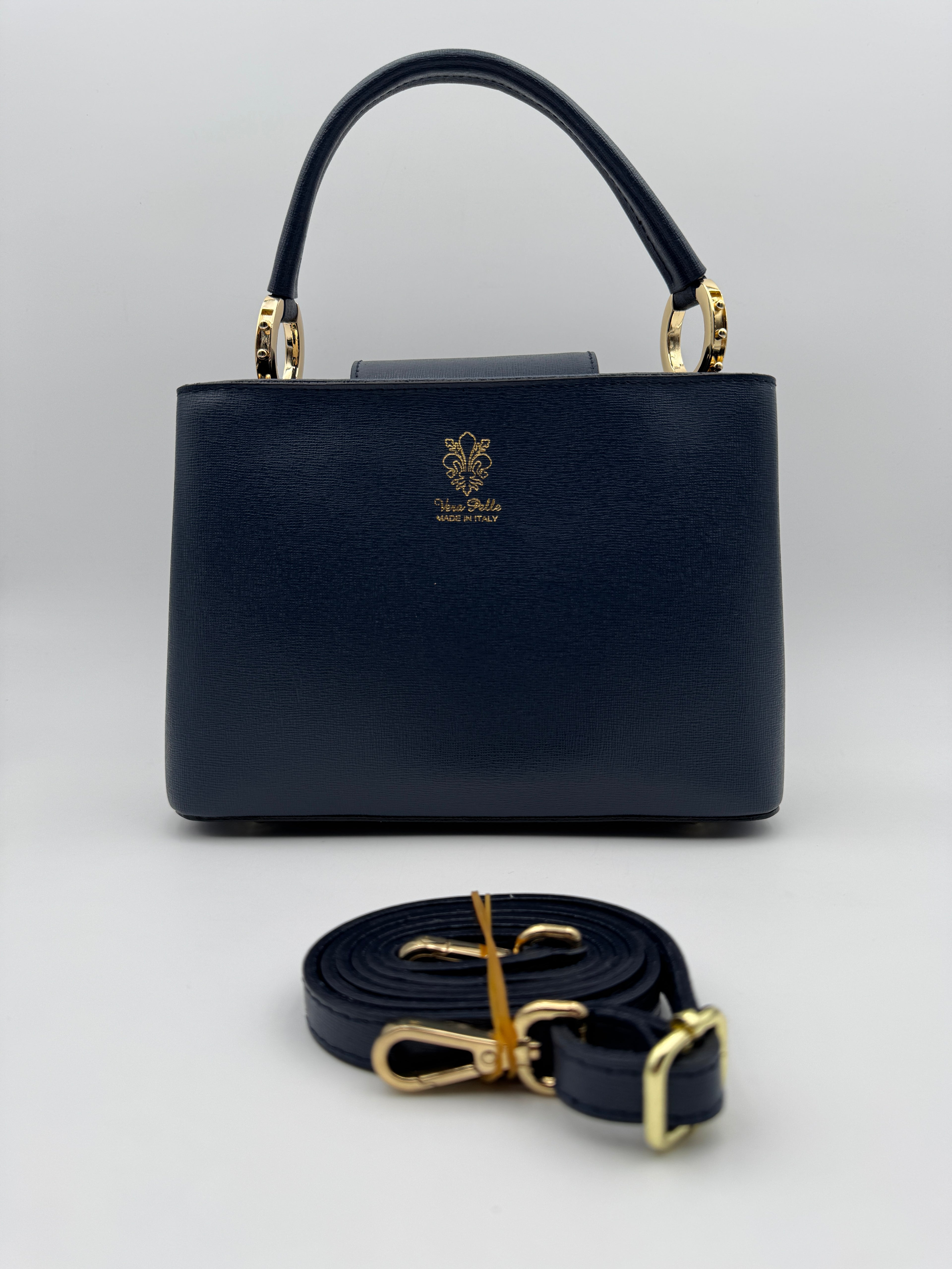 Borsa a Spalla MIMOSA - in Vera Pelle Martellata Made in Italy