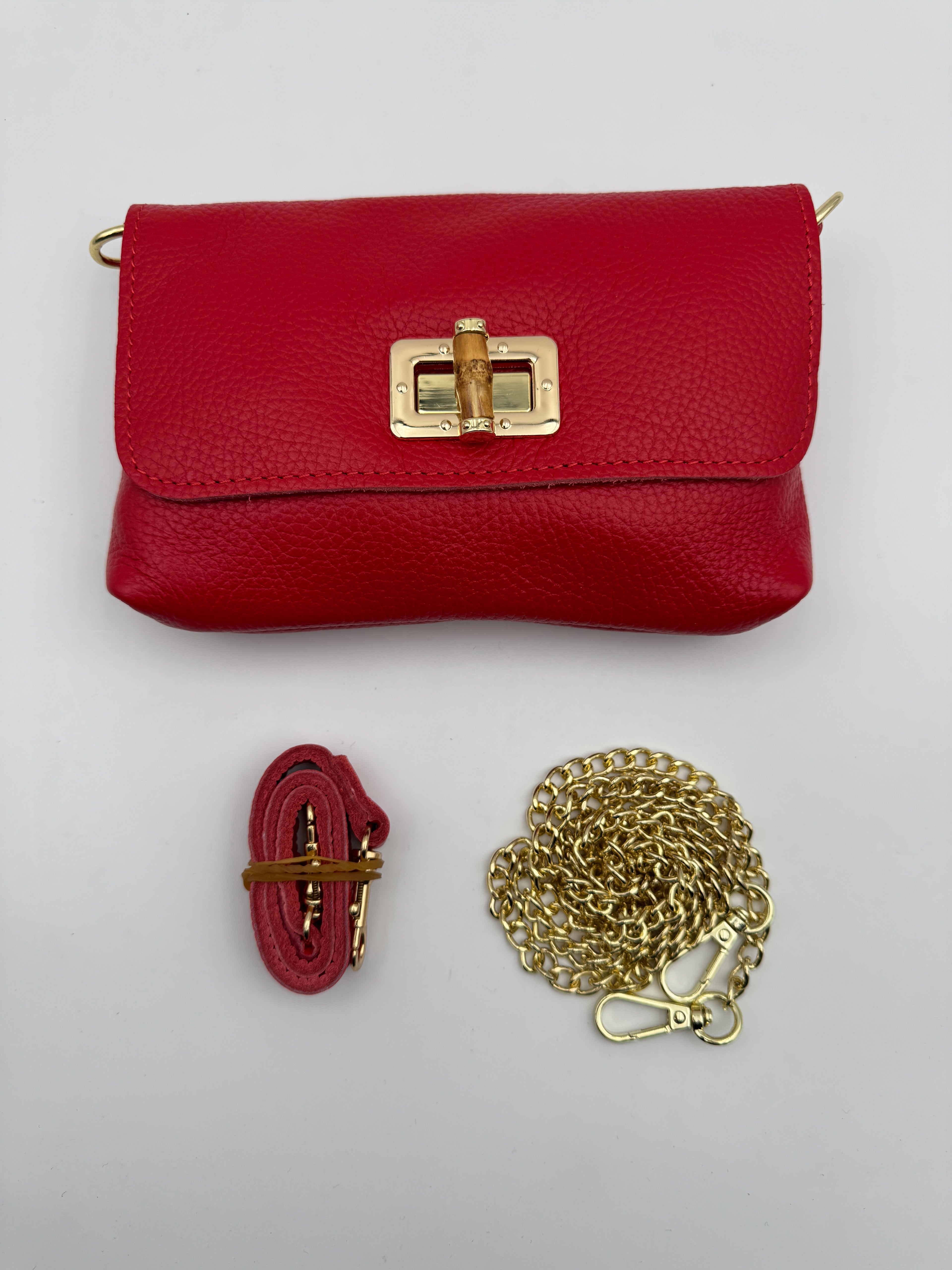 Pochette MUGHETTO - in Vera Pelle Martellata Made in Italy