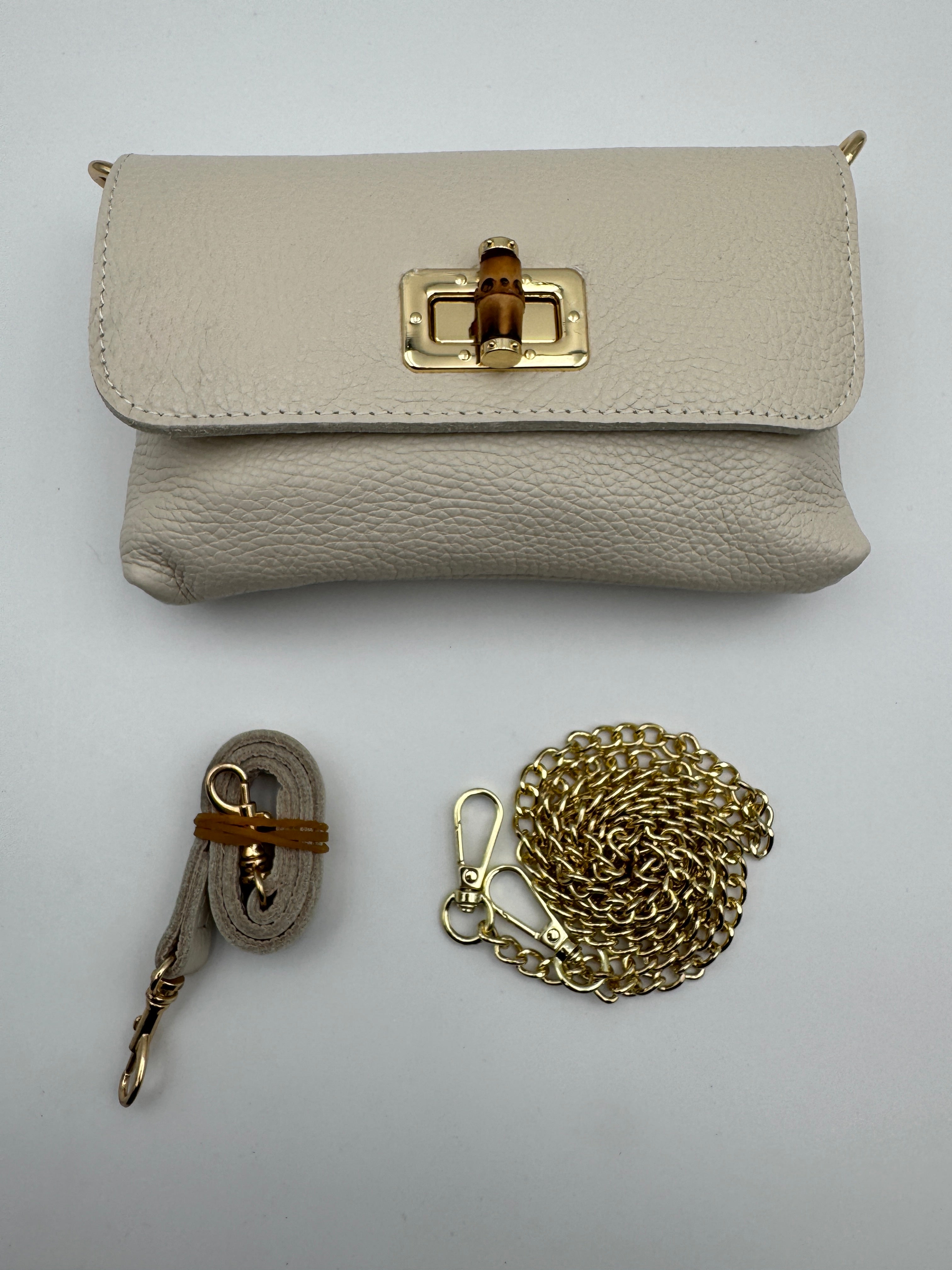 Pochette MUGHETTO - in Vera Pelle Martellata Made in Italy
