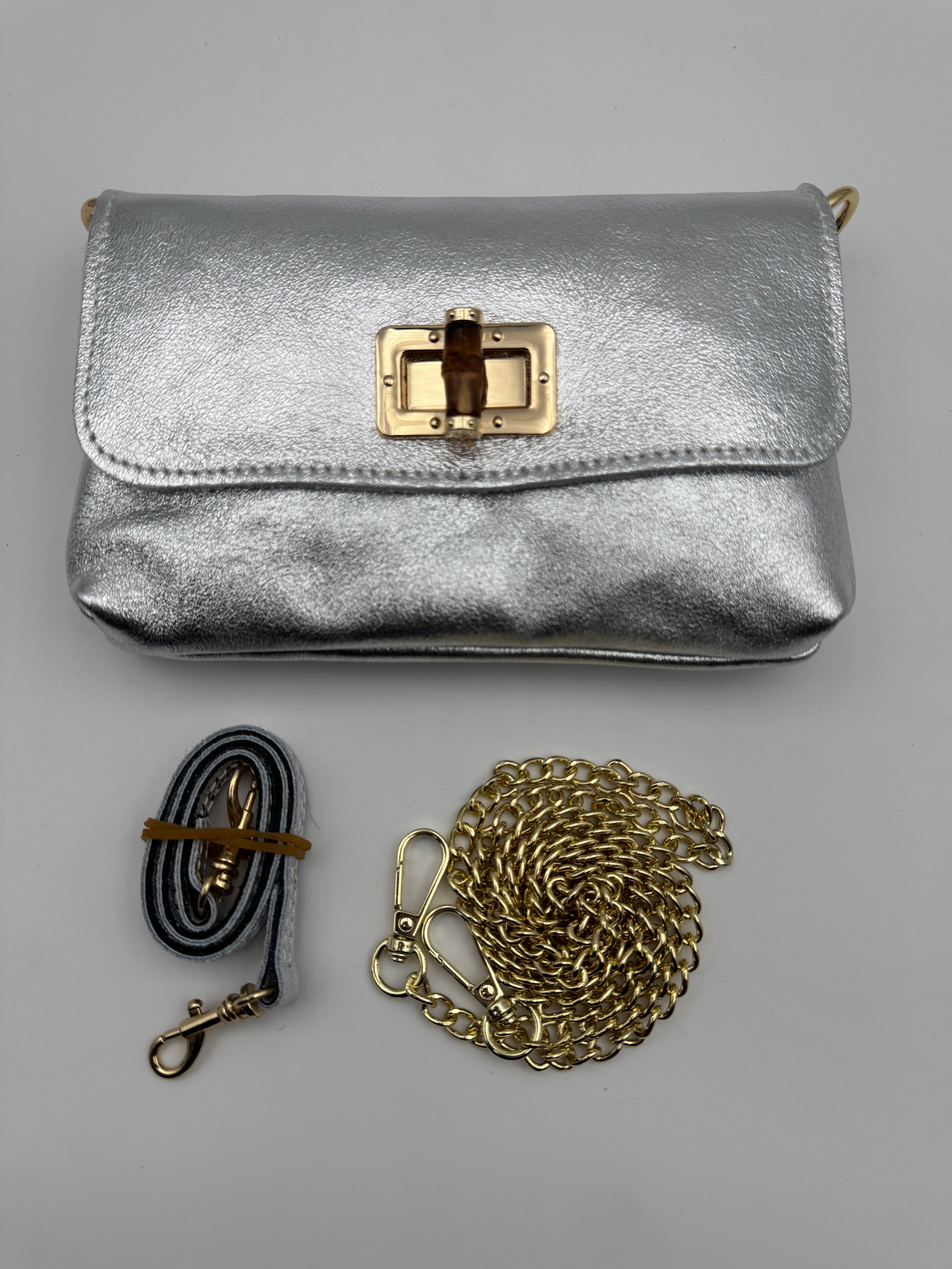 Pochette MUGHETTO - in Vera Pelle Martellata Made in Italy