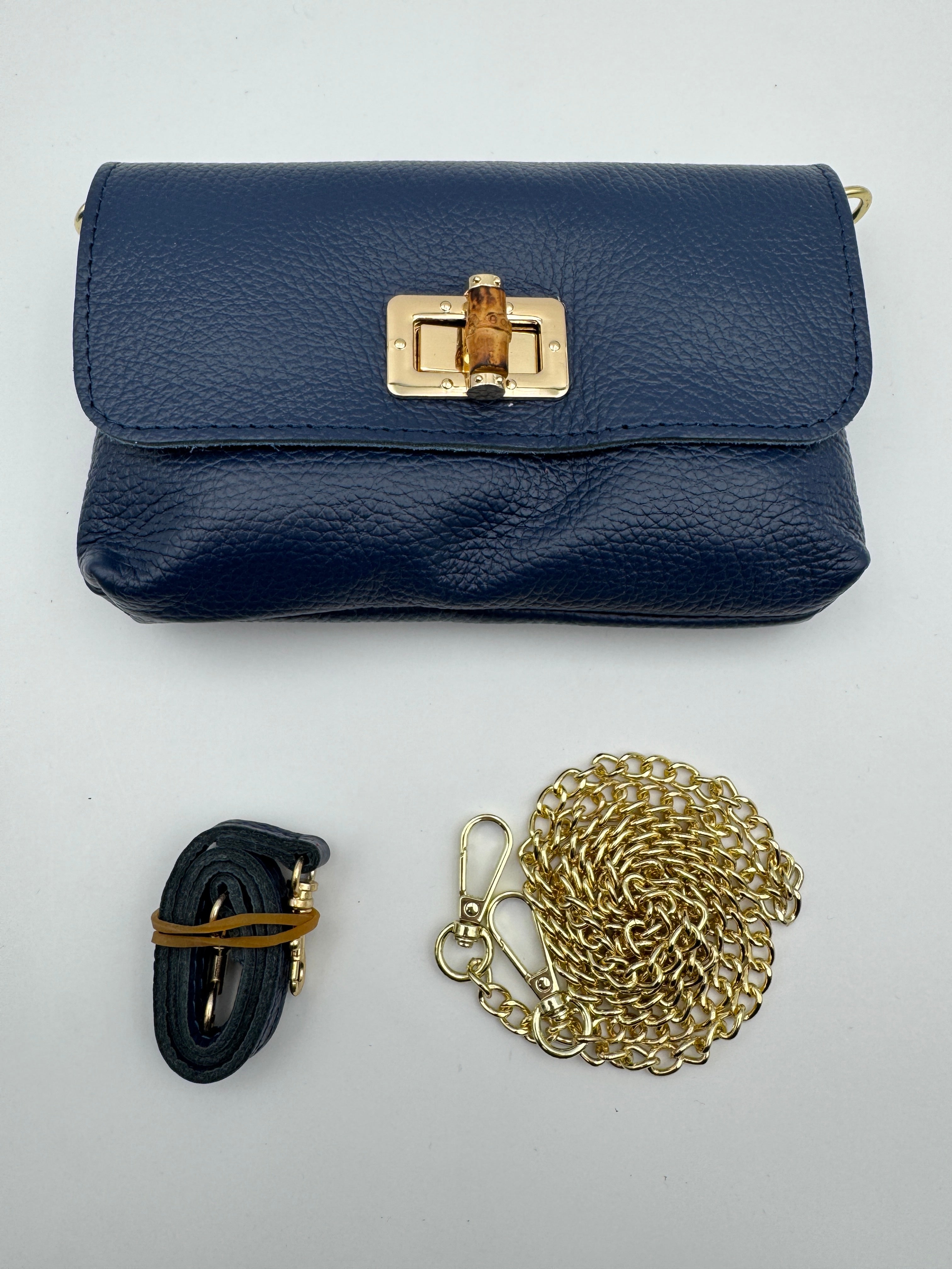 Pochette MUGHETTO - in Vera Pelle Martellata Made in Italy