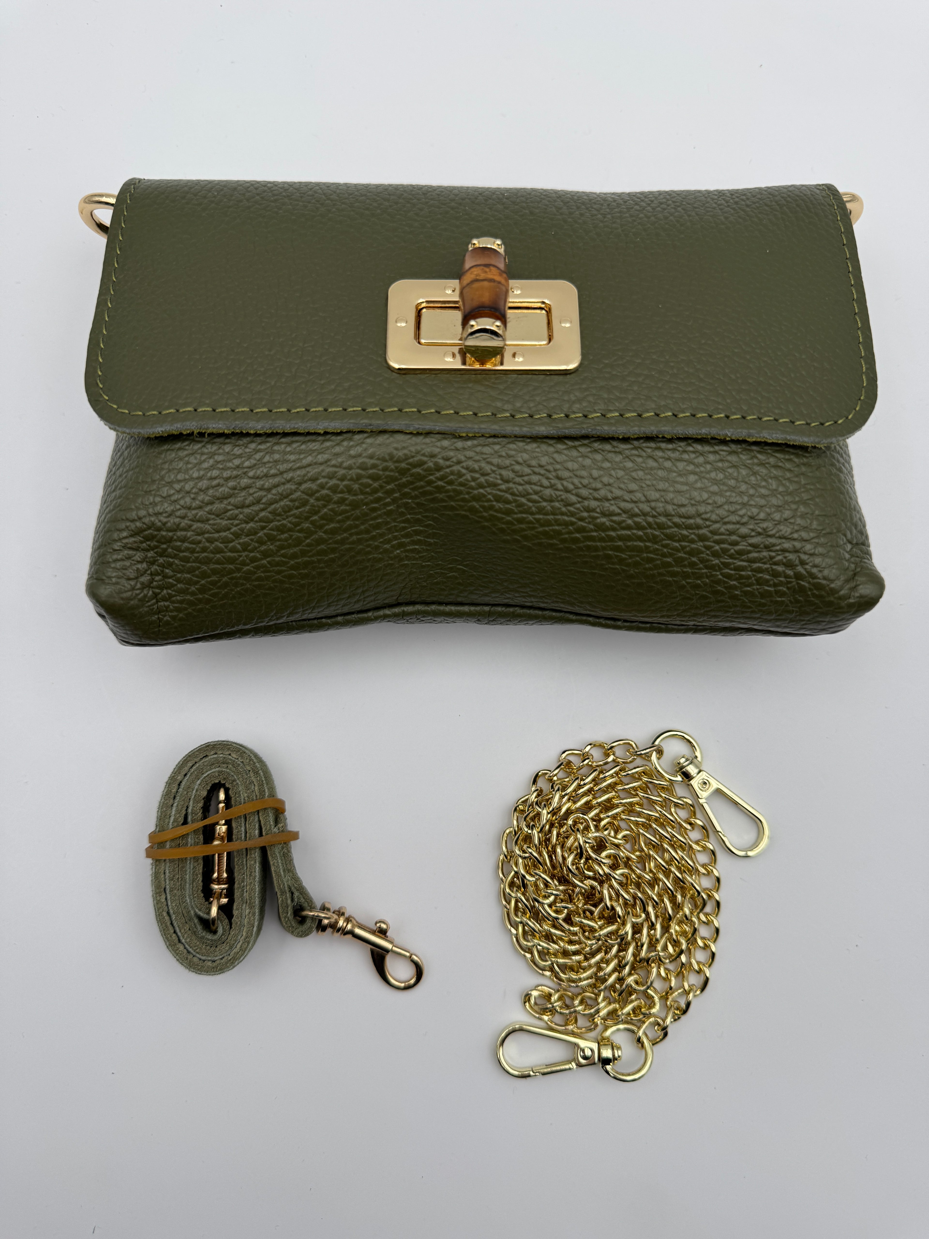Pochette MUGHETTO - in Vera Pelle Martellata Made in Italy