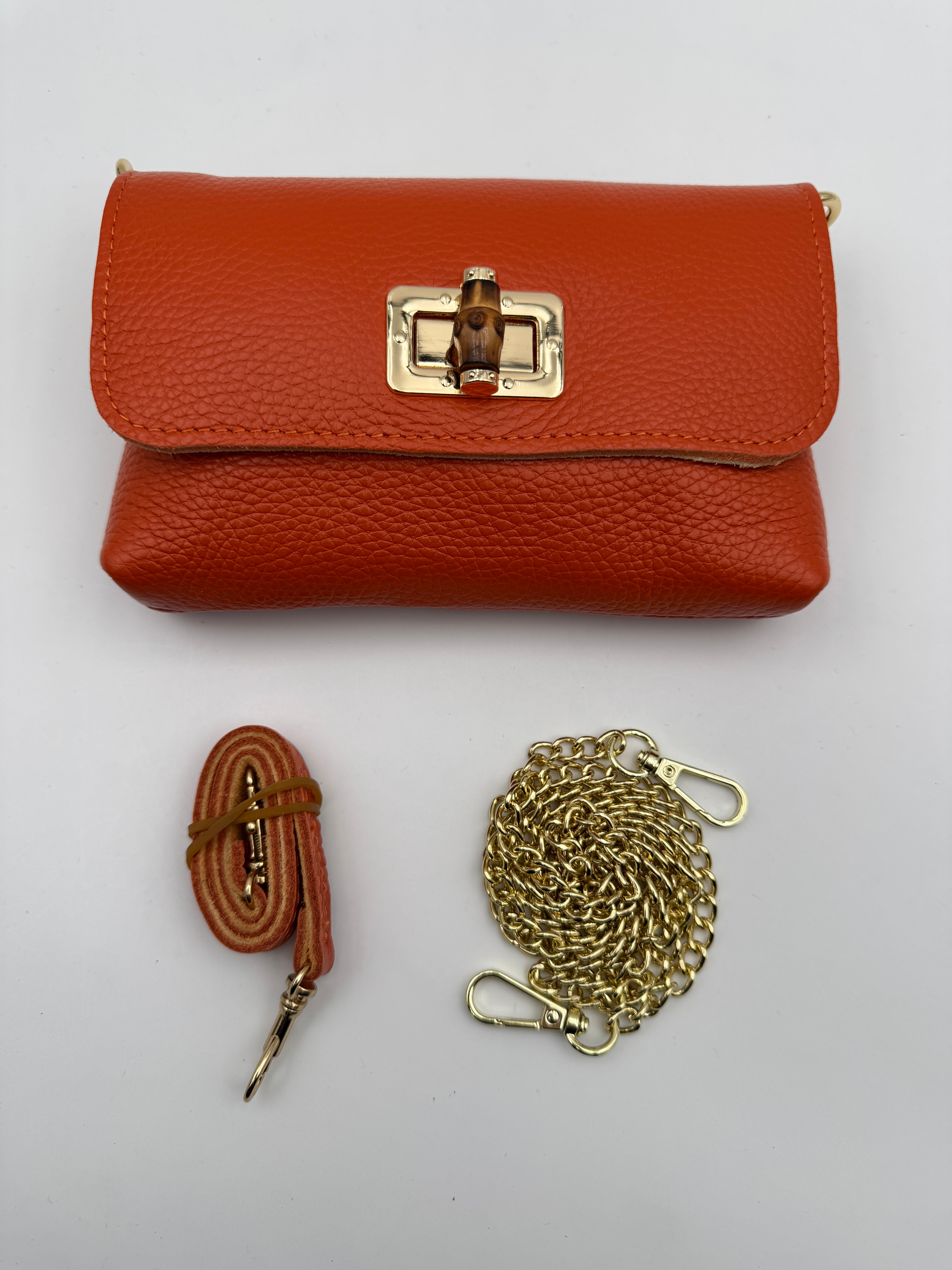 Pochette MUGHETTO - in Vera Pelle Martellata Made in Italy