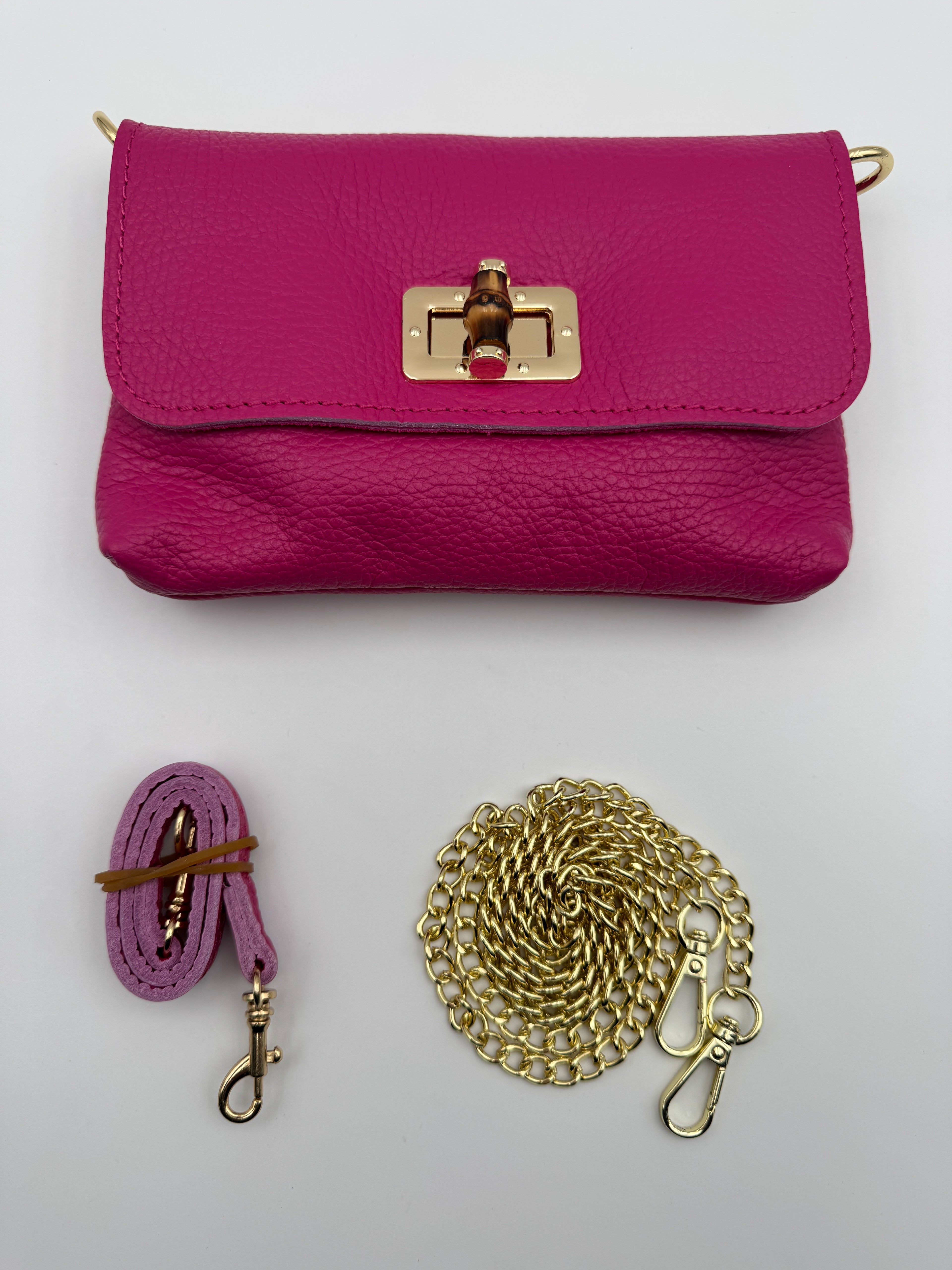 Pochette MUGHETTO - in Vera Pelle Martellata Made in Italy