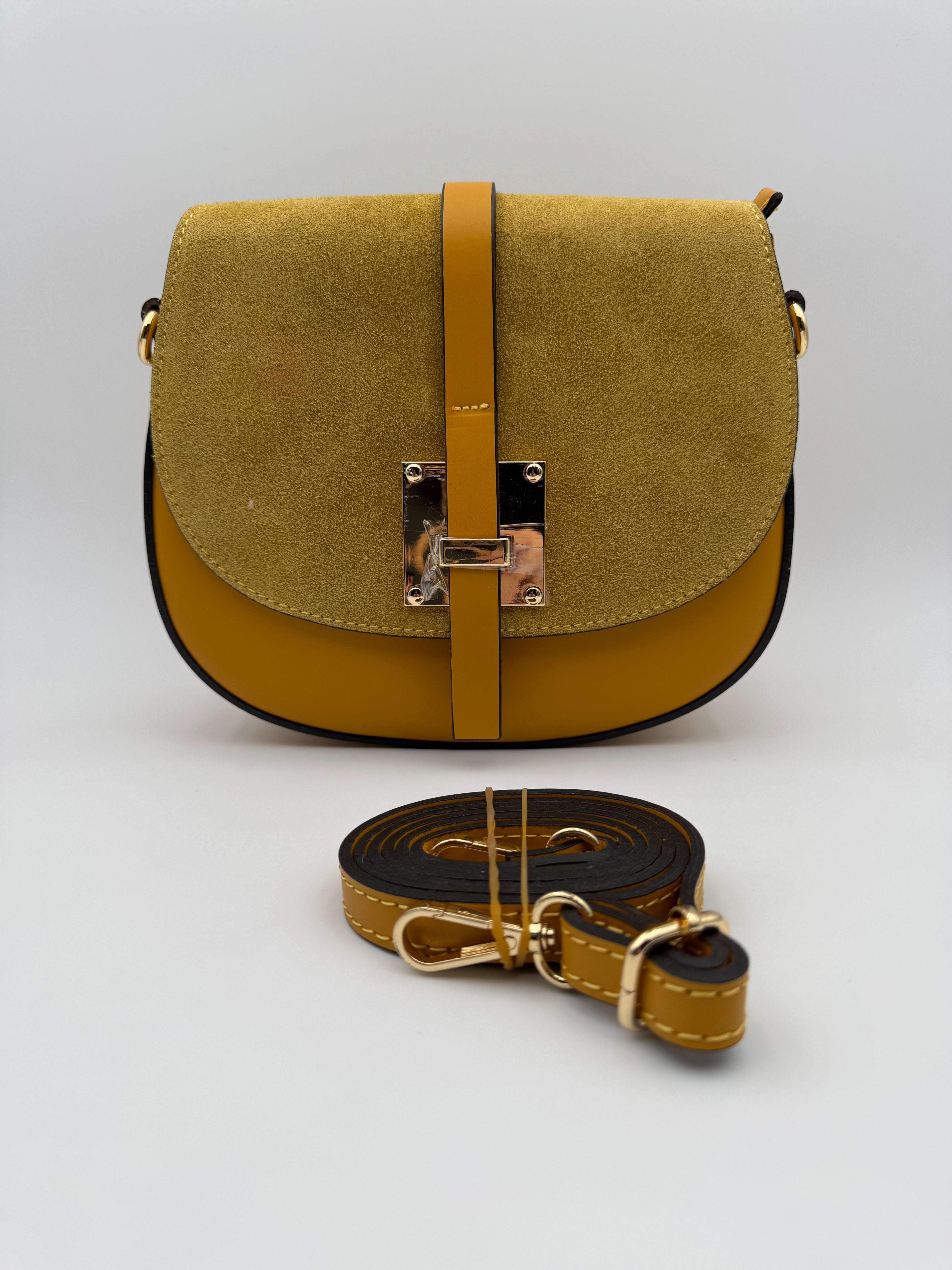 Borsa con Tracolla FRESIA - in Vera Pelle Martellata e Scamosciata Made in Italy