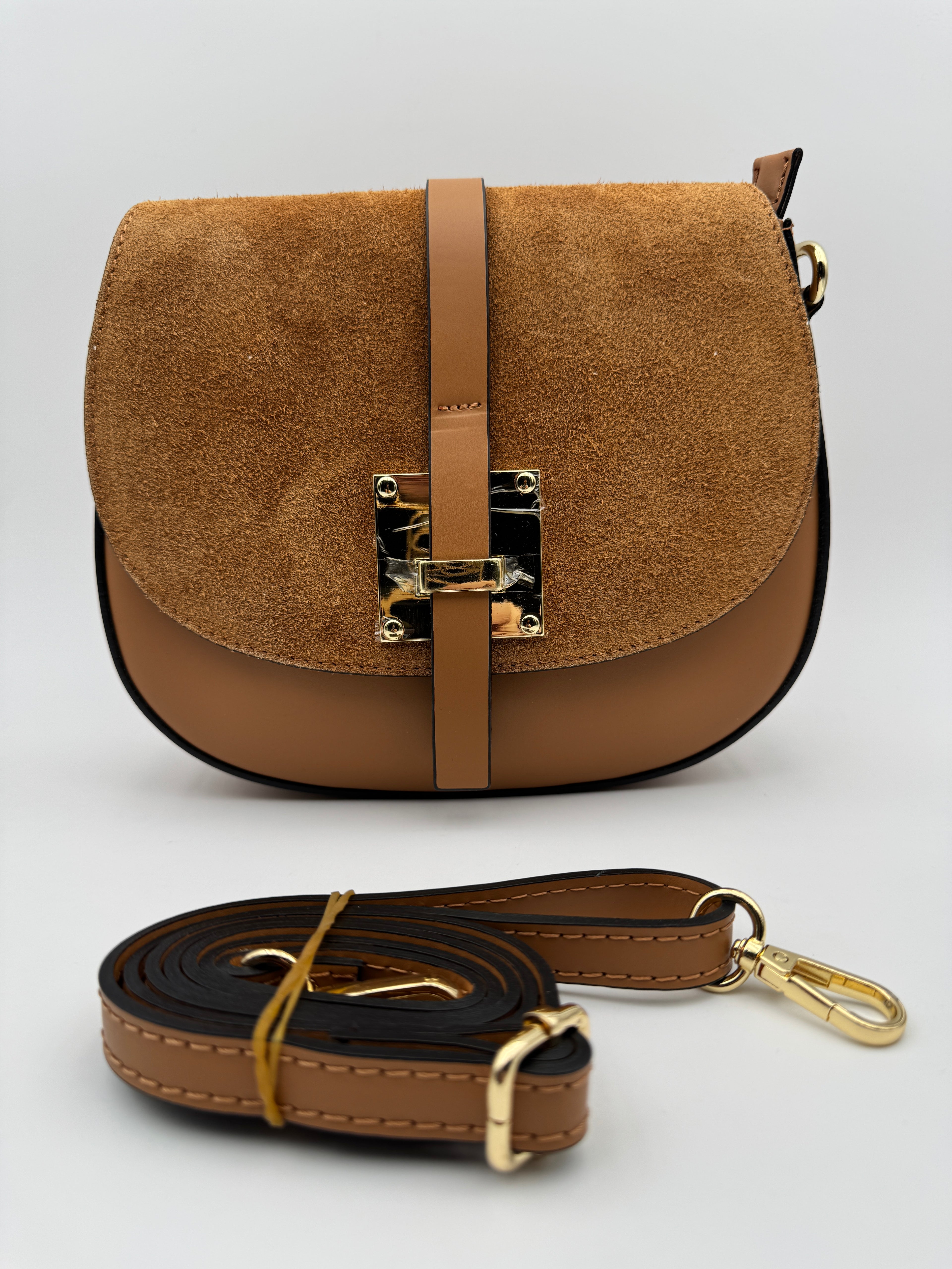 Borsa con Tracolla FRESIA - in Vera Pelle Martellata e Scamosciata Made in Italy