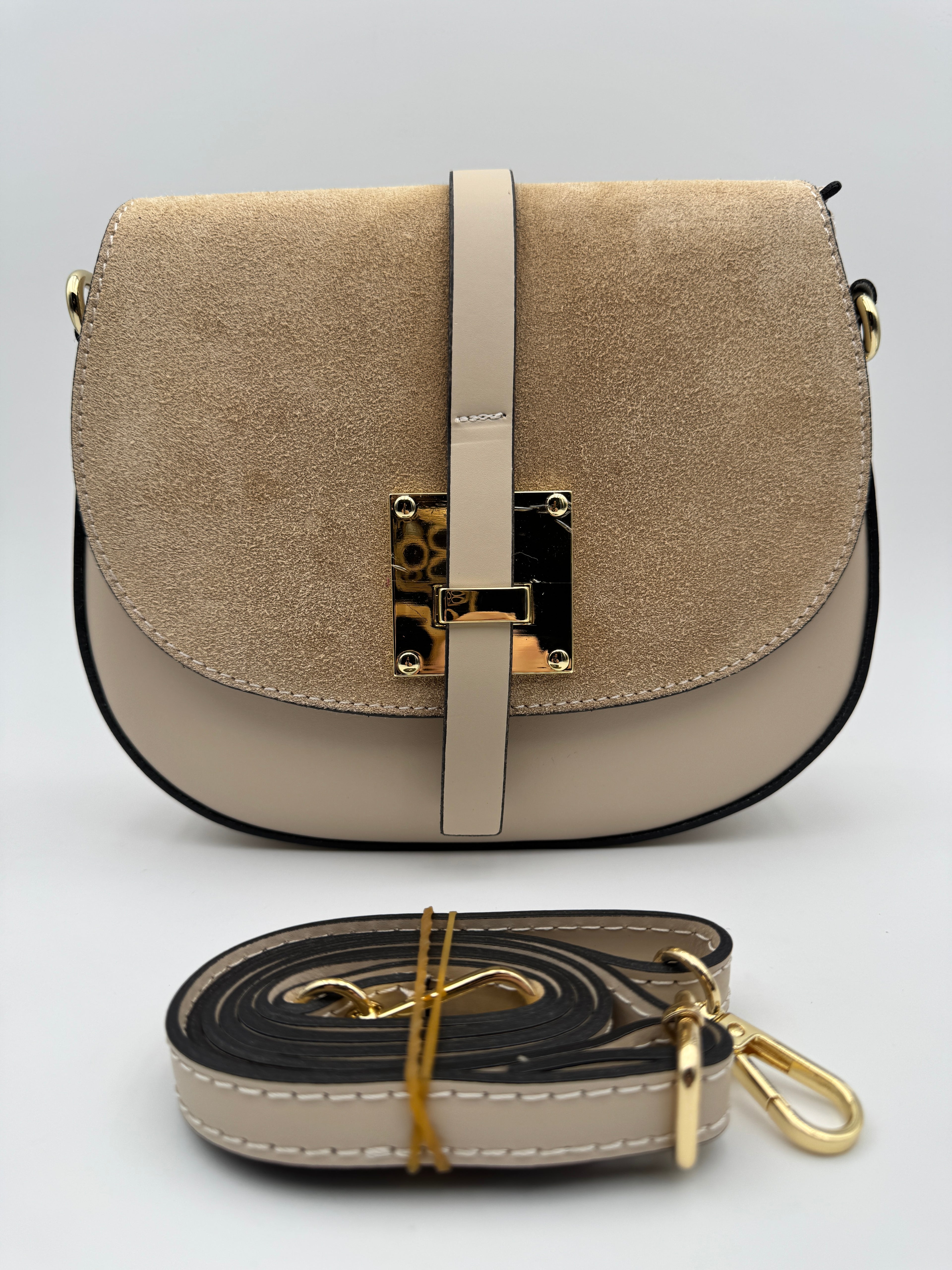 Borsa con Tracolla FRESIA - in Vera Pelle Martellata e Scamosciata Made in Italy