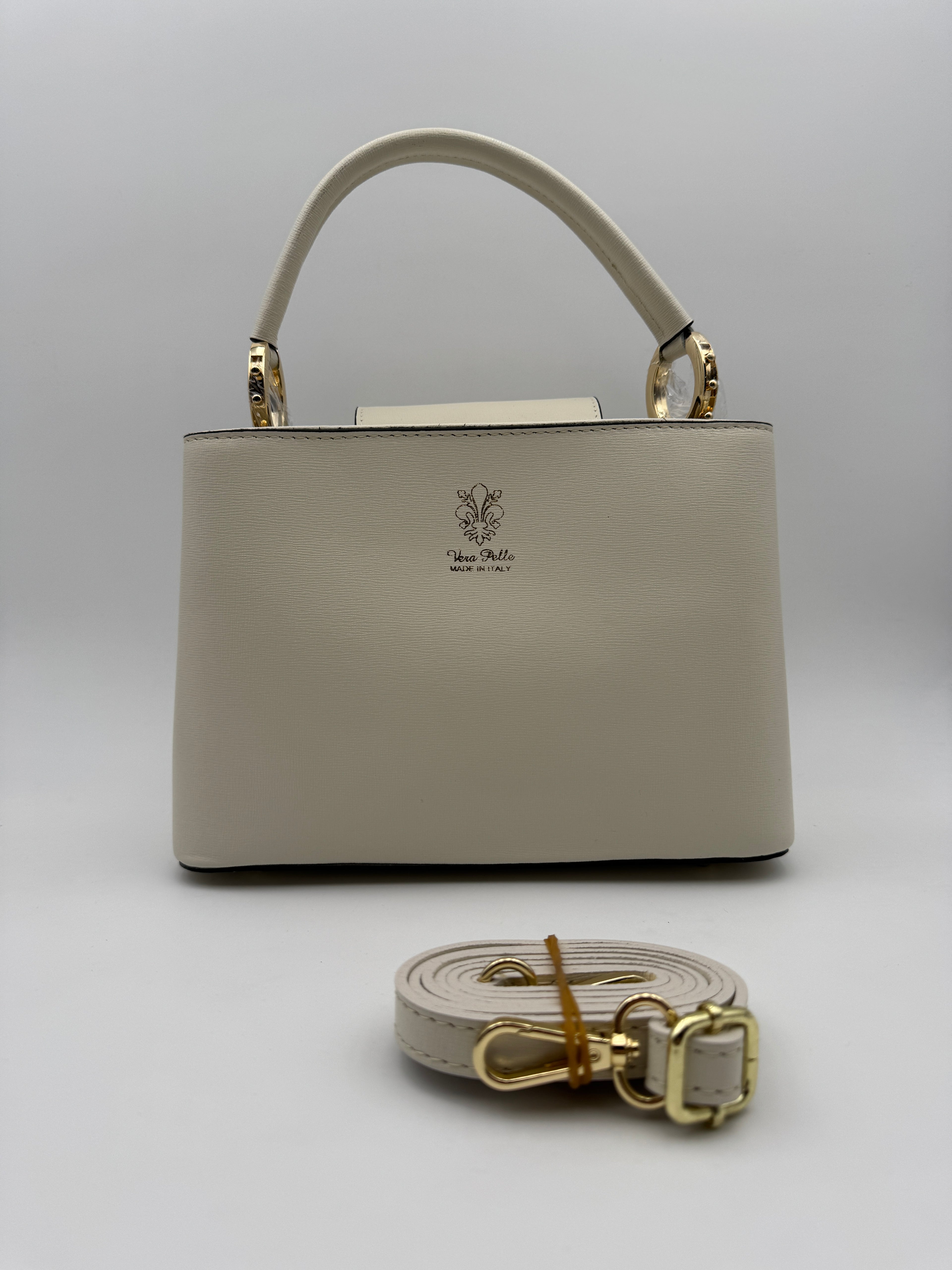 Borsa a Spalla MIMOSA - in Vera Pelle Martellata Made in Italy