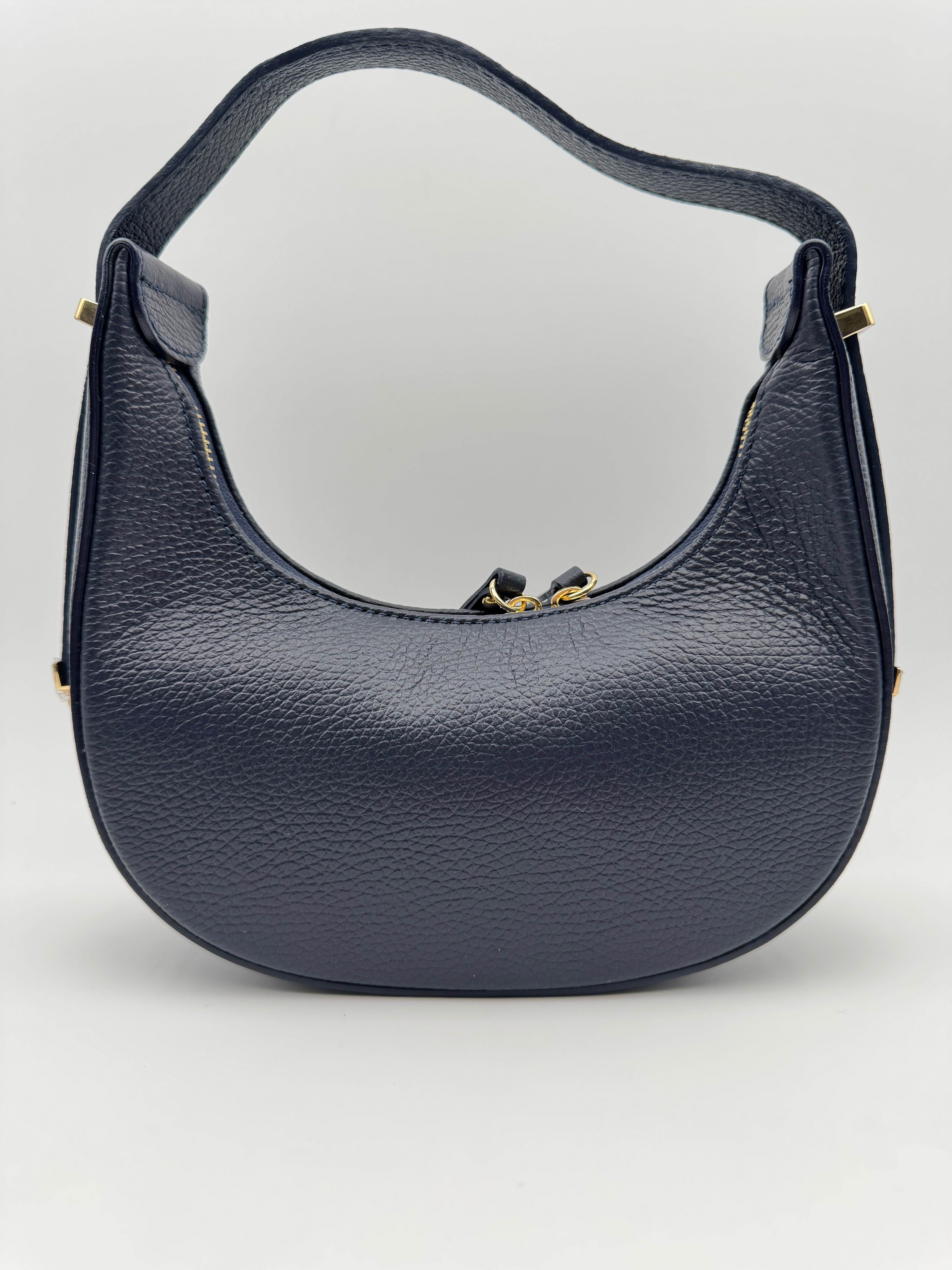 Borsa Mezzaluna GLICINE - in Vera Pelle Martellata Made in Italy