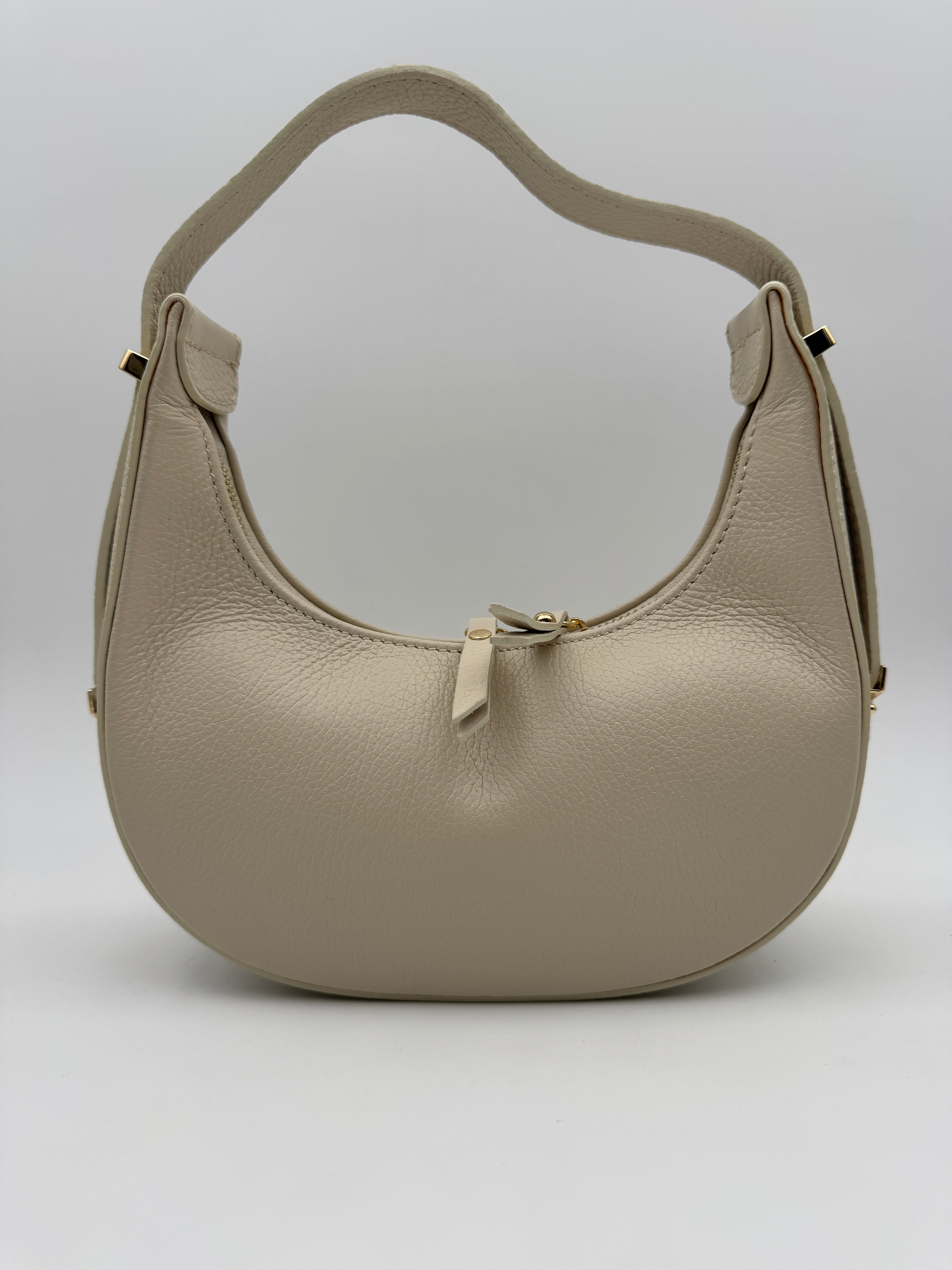 Borsa Mezzaluna GLICINE - in Vera Pelle Martellata Made in Italy