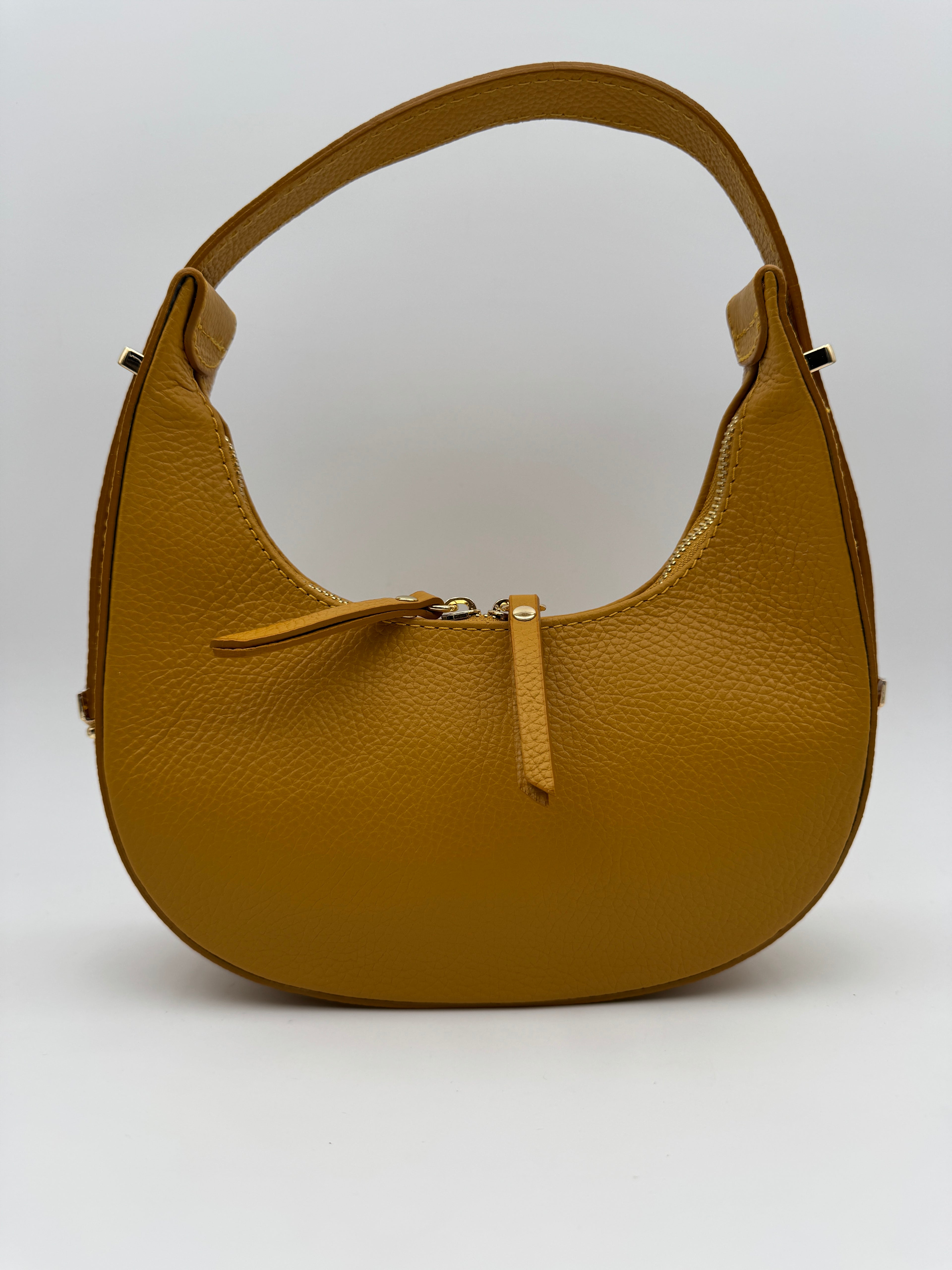 Borsa Mezzaluna GLICINE - in Vera Pelle Martellata Made in Italy
