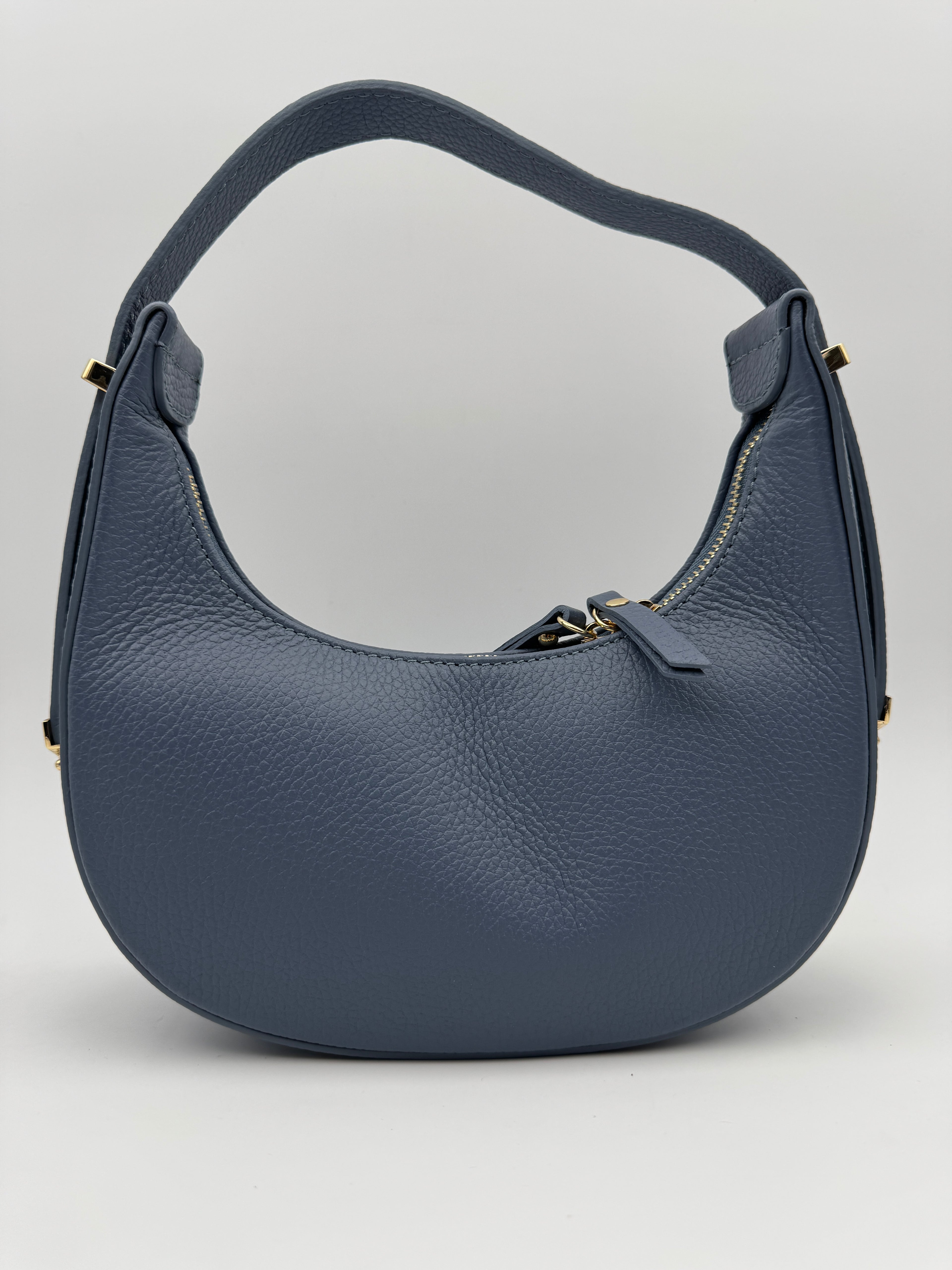 Borsa Mezzaluna GLICINE - in Vera Pelle Martellata Made in Italy