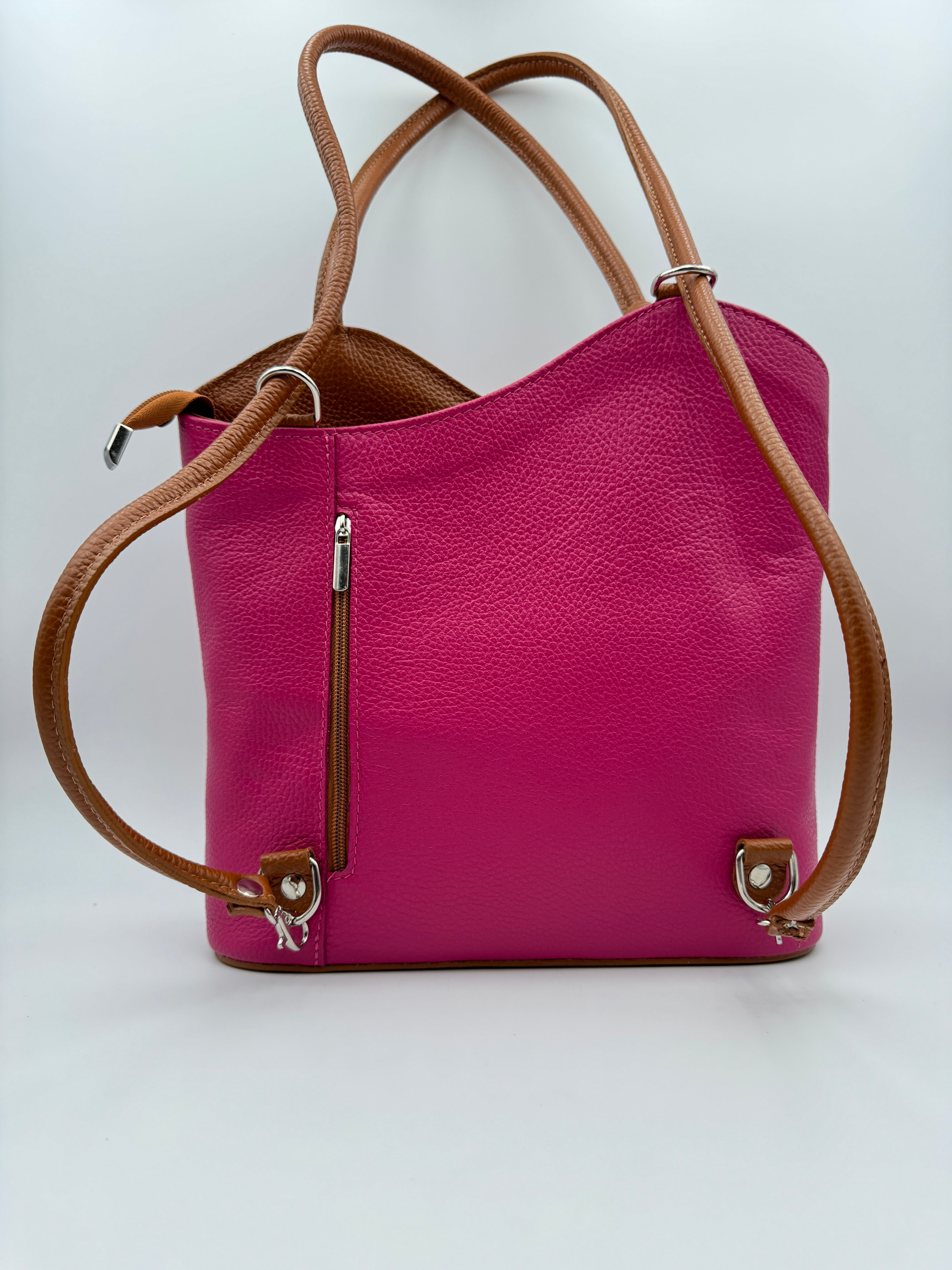 Borsa Zaino PAPAVERO - in Vera Pelle Martellata Made in Italy