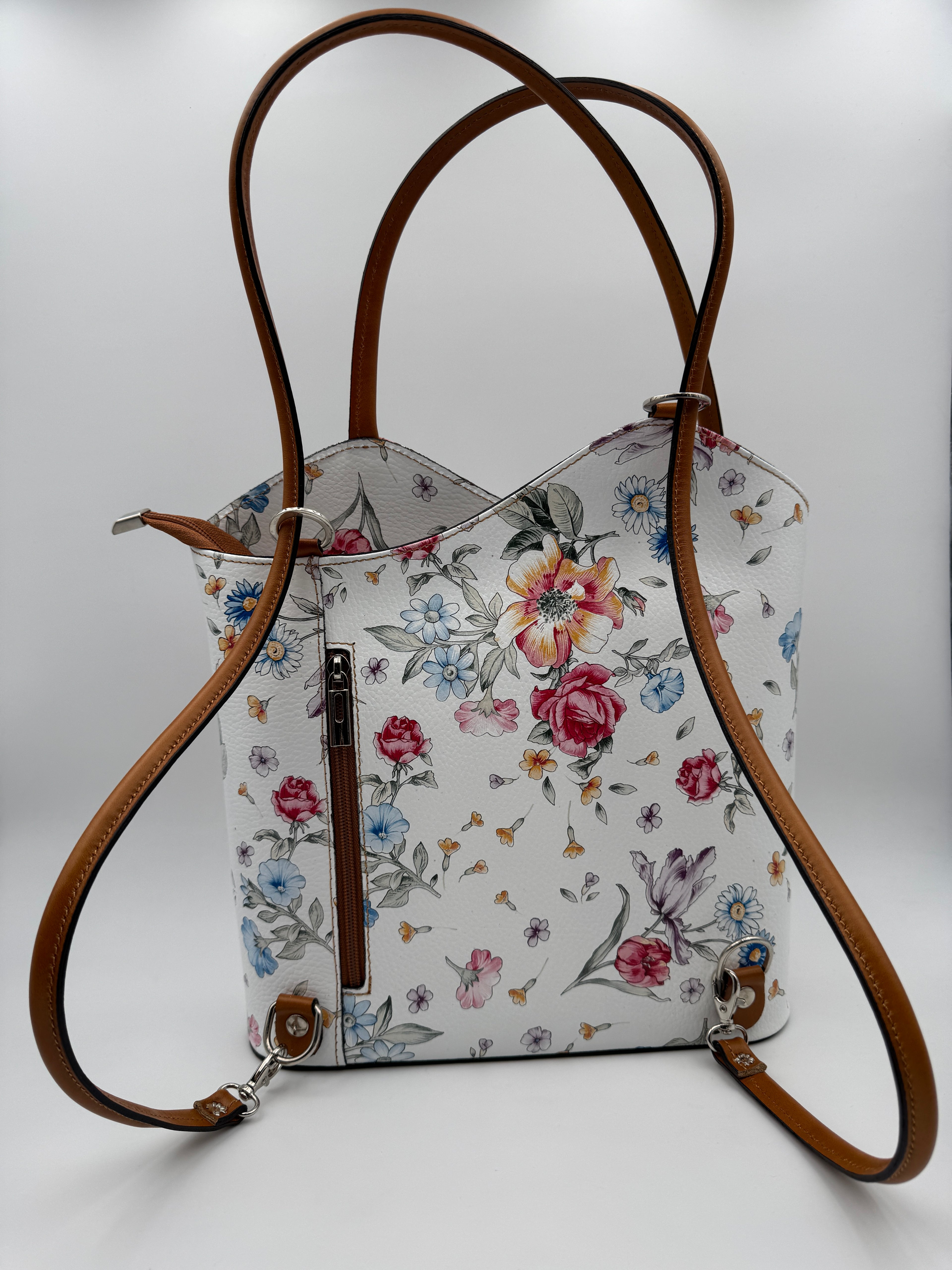 Borsa Zaino PAPAVERO - in Vera Pelle Martellata Made in Italy
