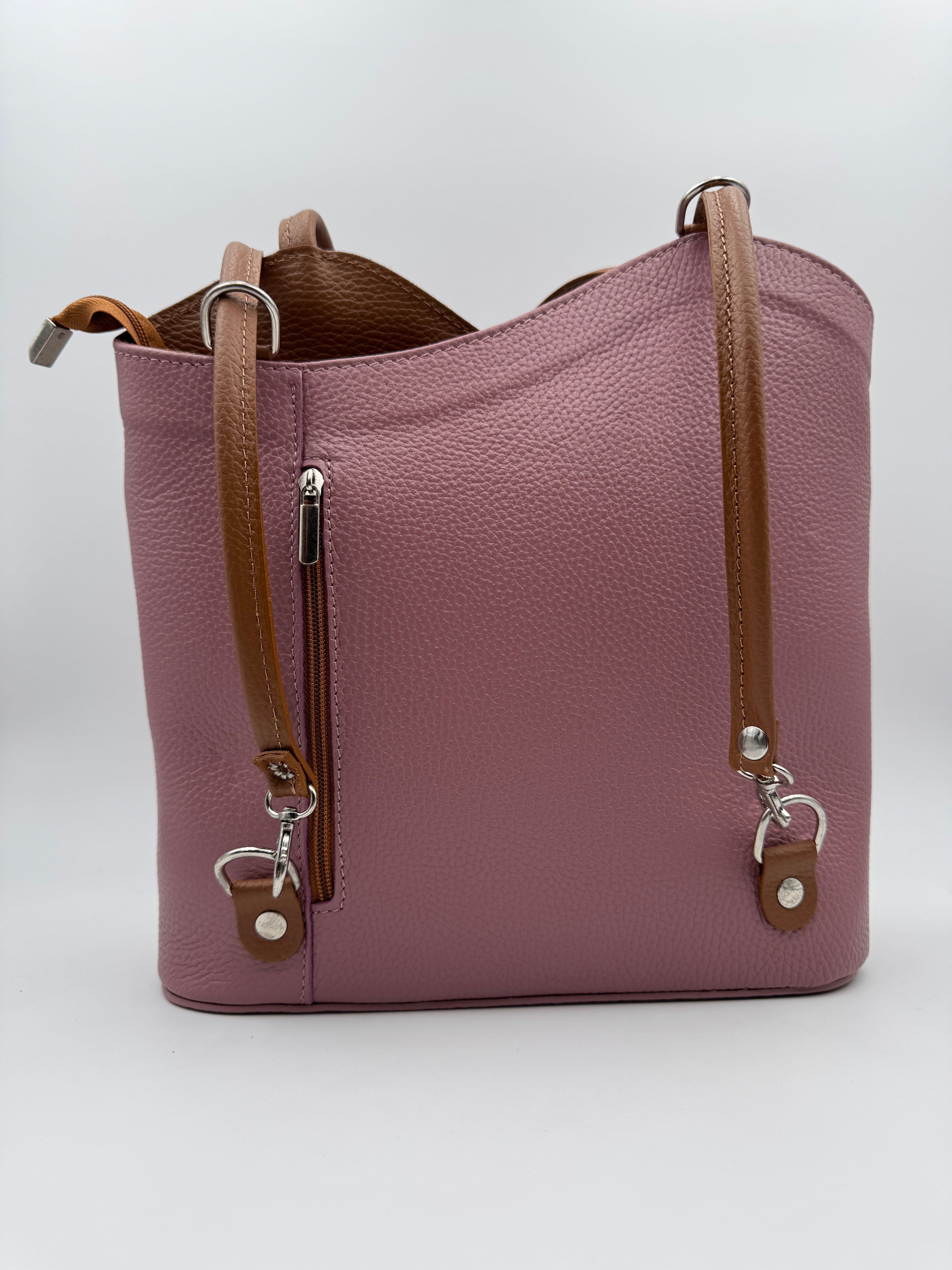 Borsa Zaino PAPAVERO - in Vera Pelle Martellata Made in Italy