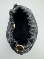 Borsa Pouch PEONIA - in Vera Pelle Martellata Made in Italy