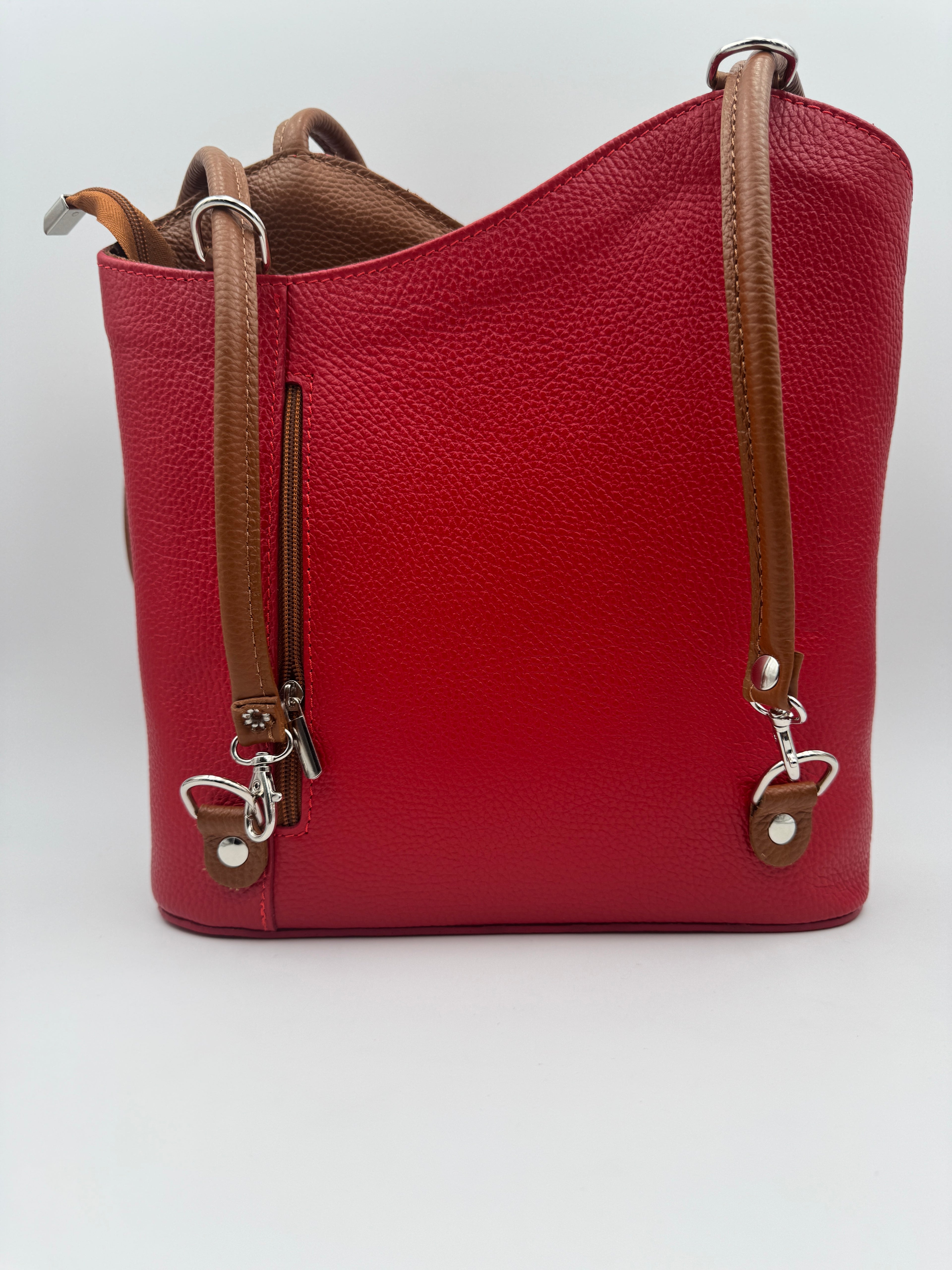 Borsa Zaino PAPAVERO - in Vera Pelle Martellata Made in Italy