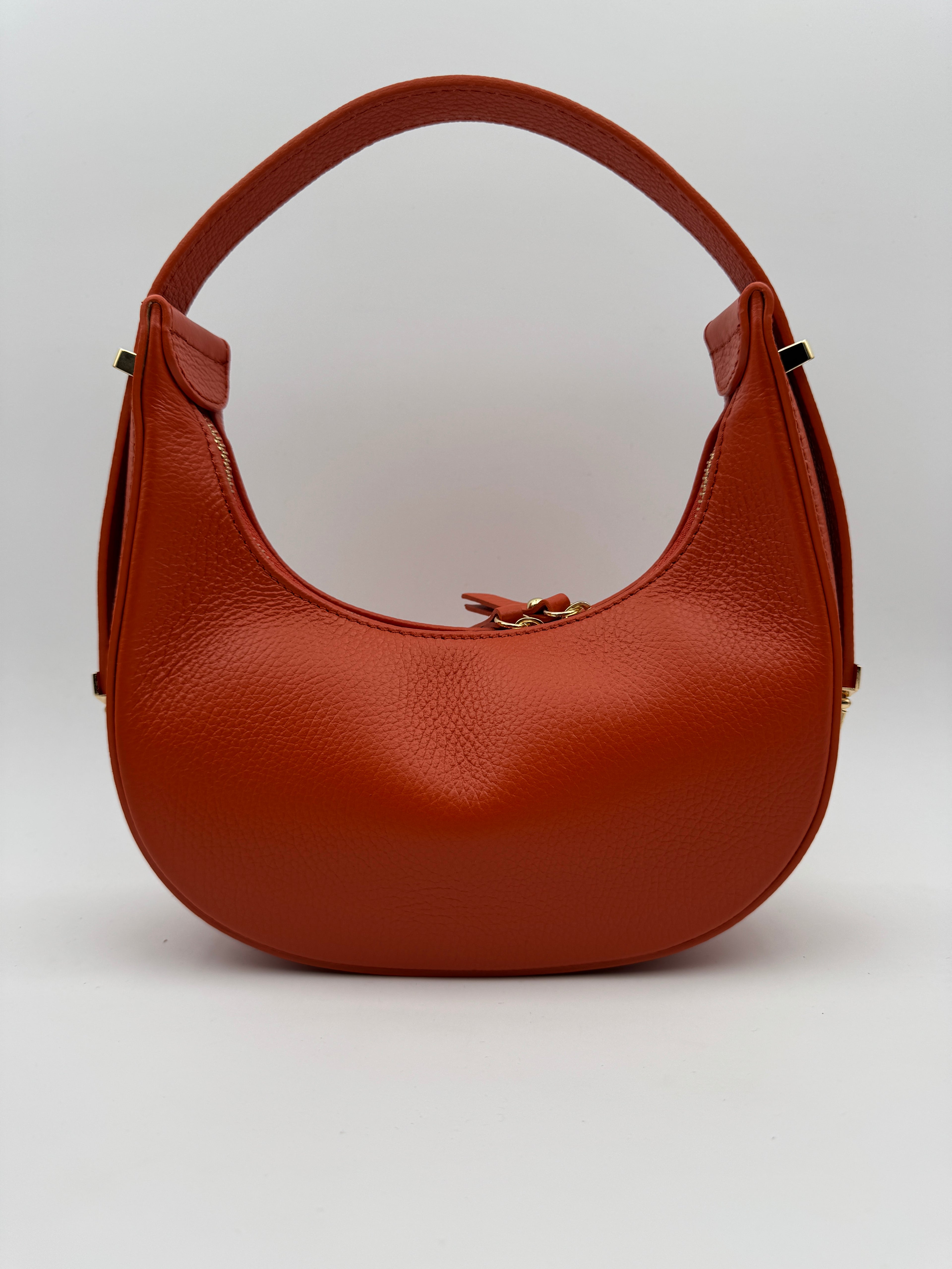 Borsa Mezzaluna GLICINE - in Vera Pelle Martellata Made in Italy