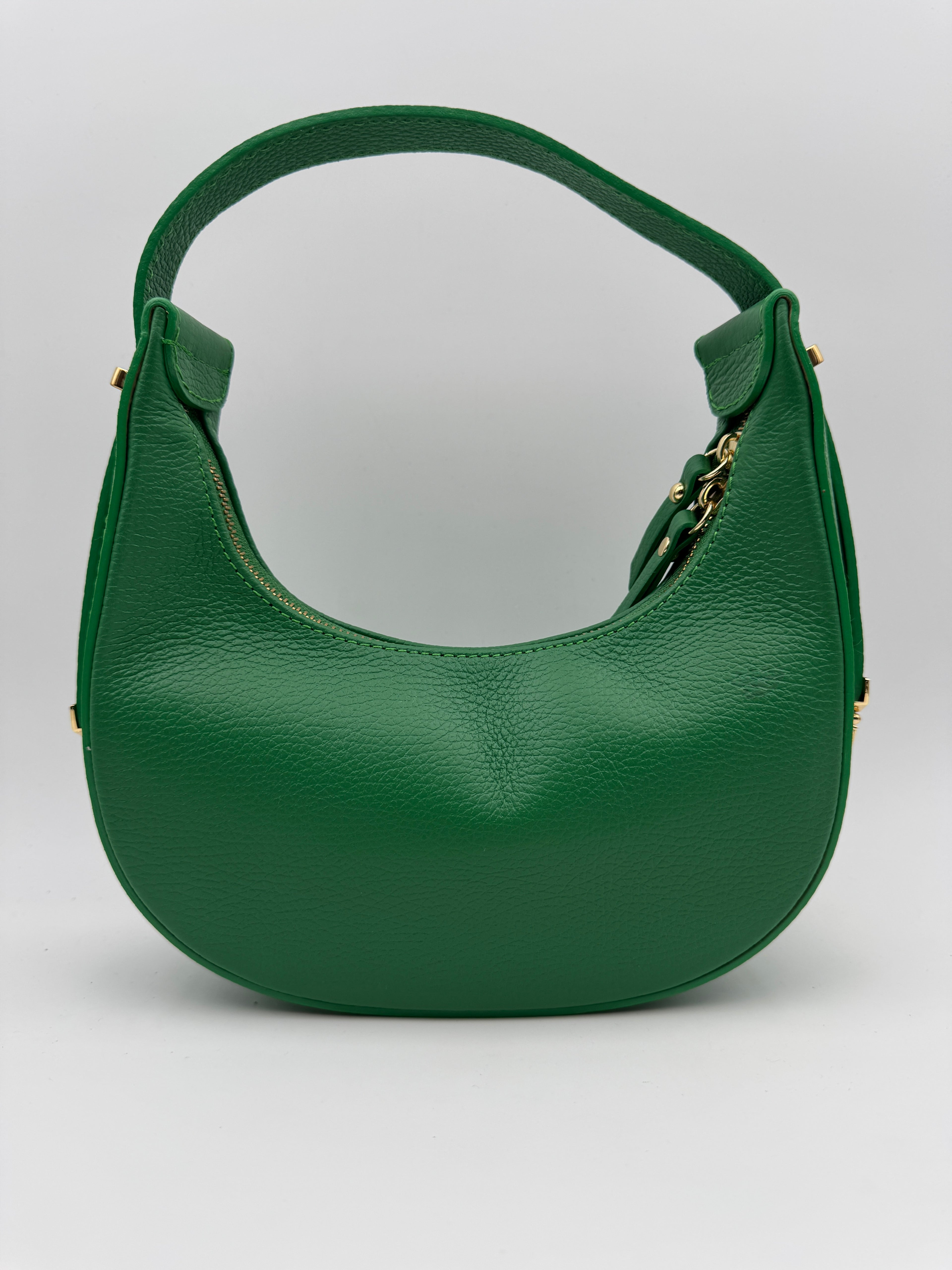 Borsa Mezzaluna GLICINE - in Vera Pelle Martellata Made in Italy