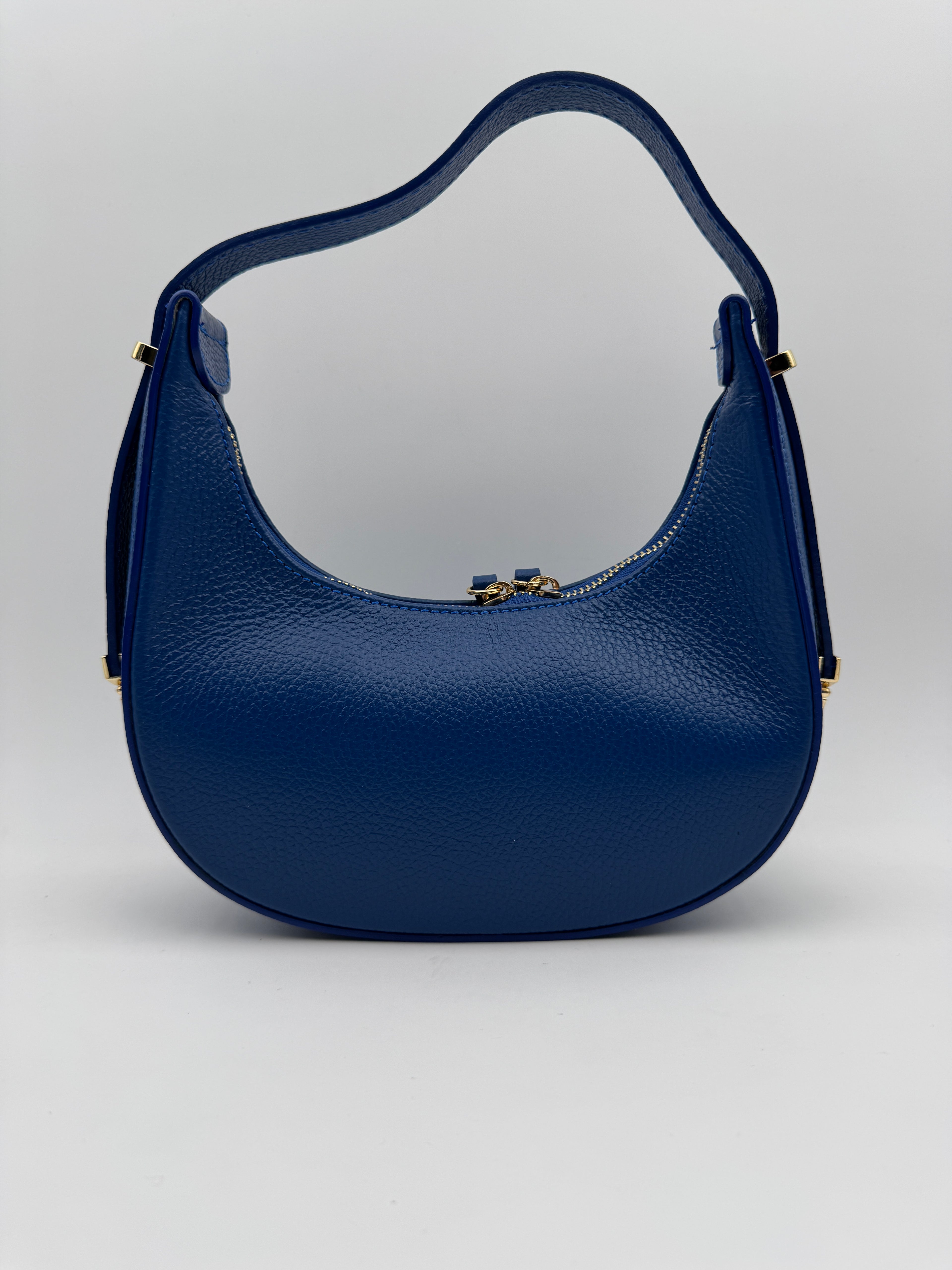 Borsa Mezzaluna GLICINE - in Vera Pelle Martellata Made in Italy