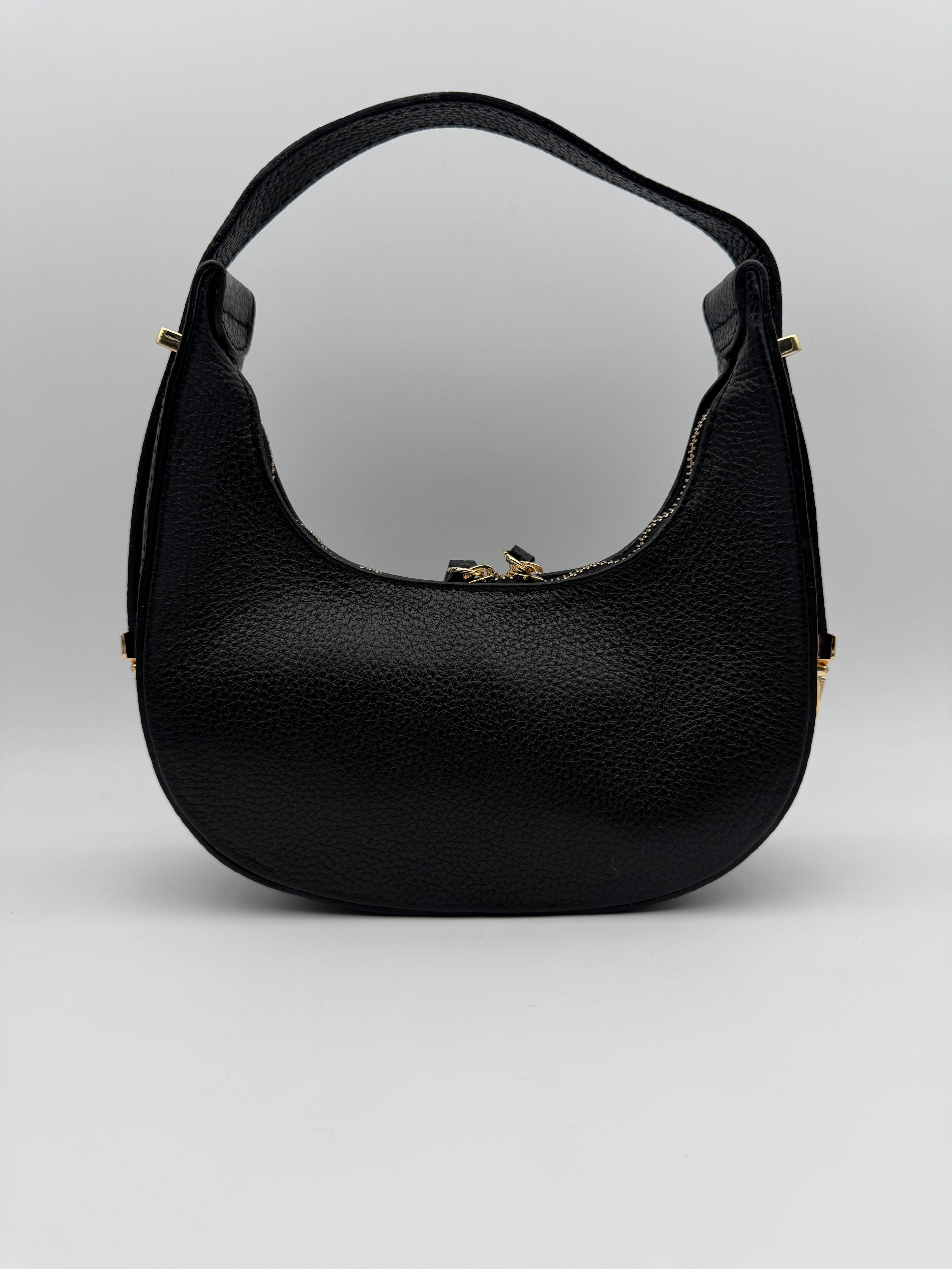 Borsa Mezzaluna GLICINE - in Vera Pelle Martellata Made in Italy