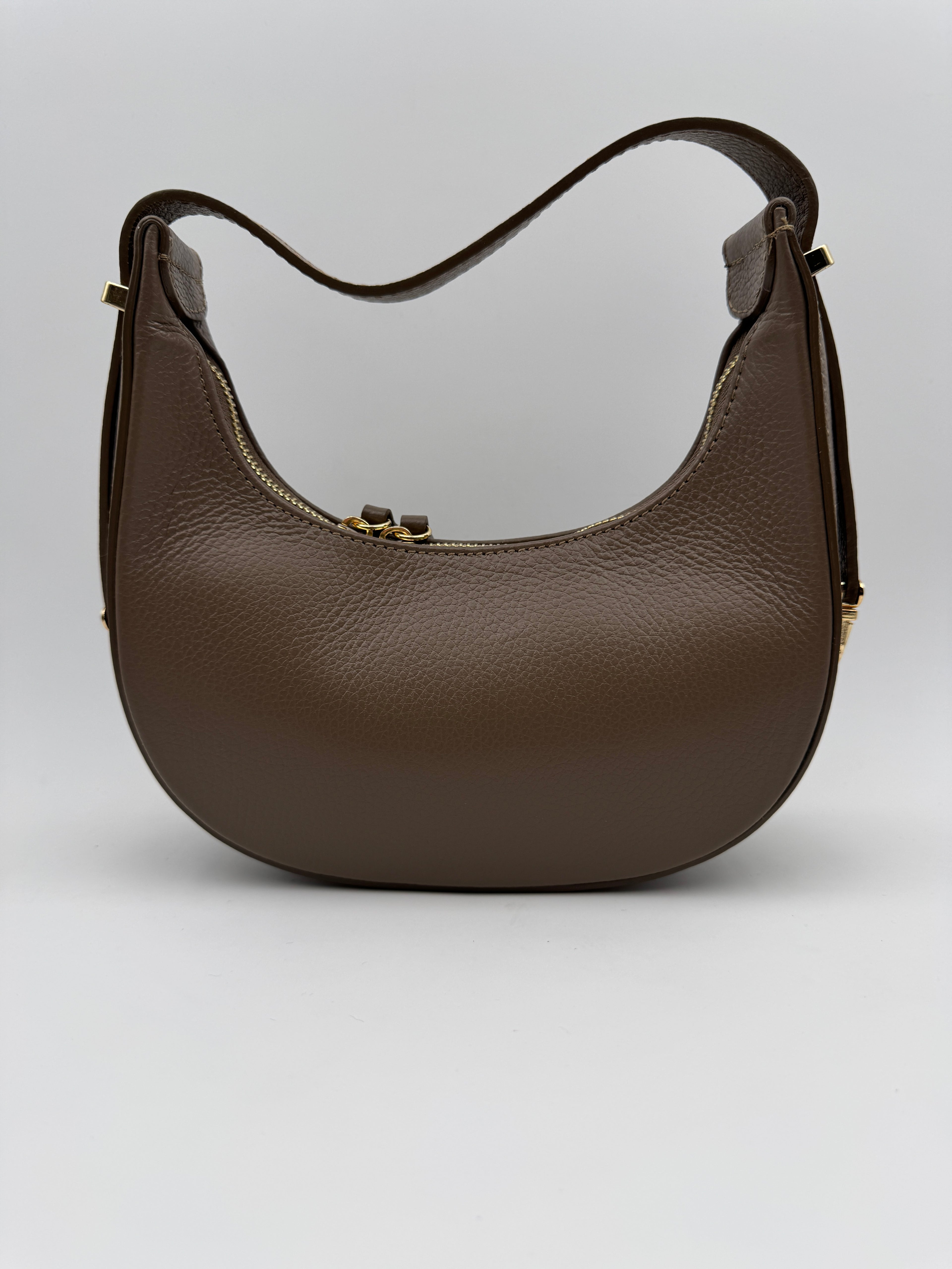 Borsa Mezzaluna GLICINE - in Vera Pelle Martellata Made in Italy