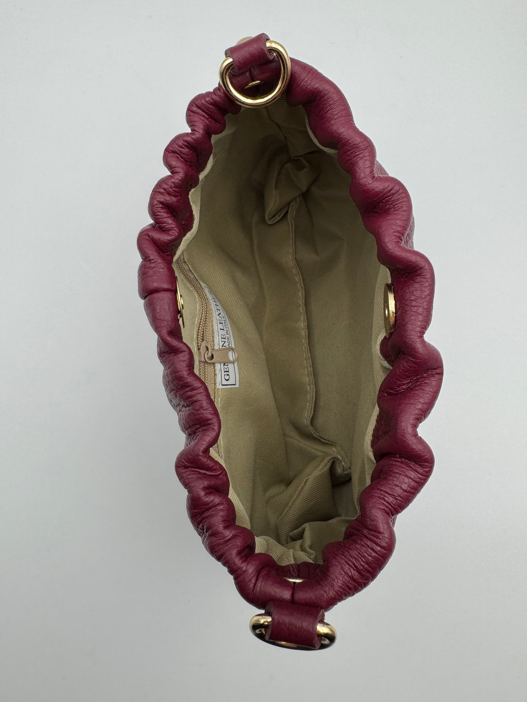 Borsa Pouch PEONIA - in Vera Pelle Martellata Made in Italy