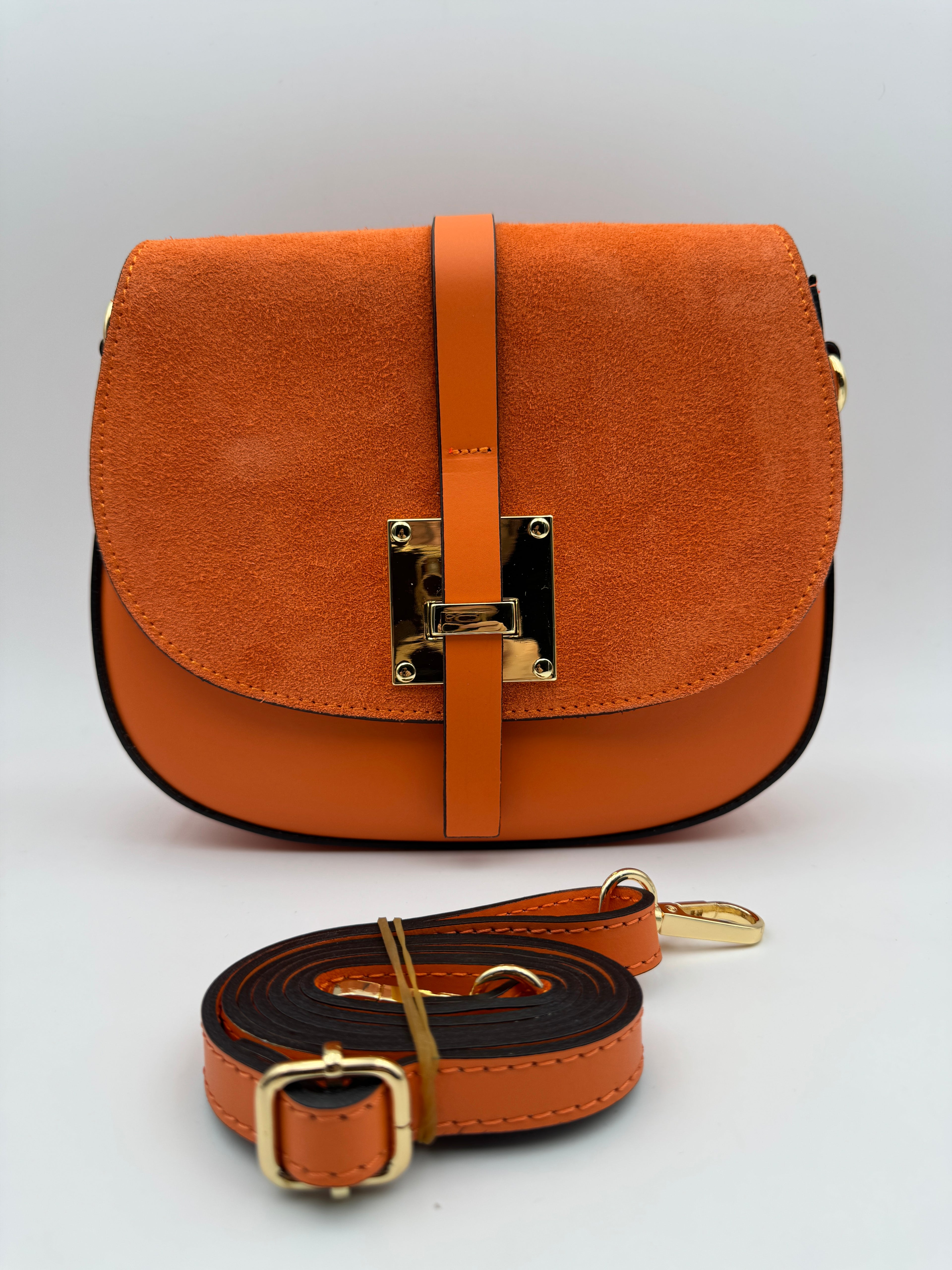 Borsa con Tracolla FRESIA - in Vera Pelle Martellata e Scamosciata Made in Italy