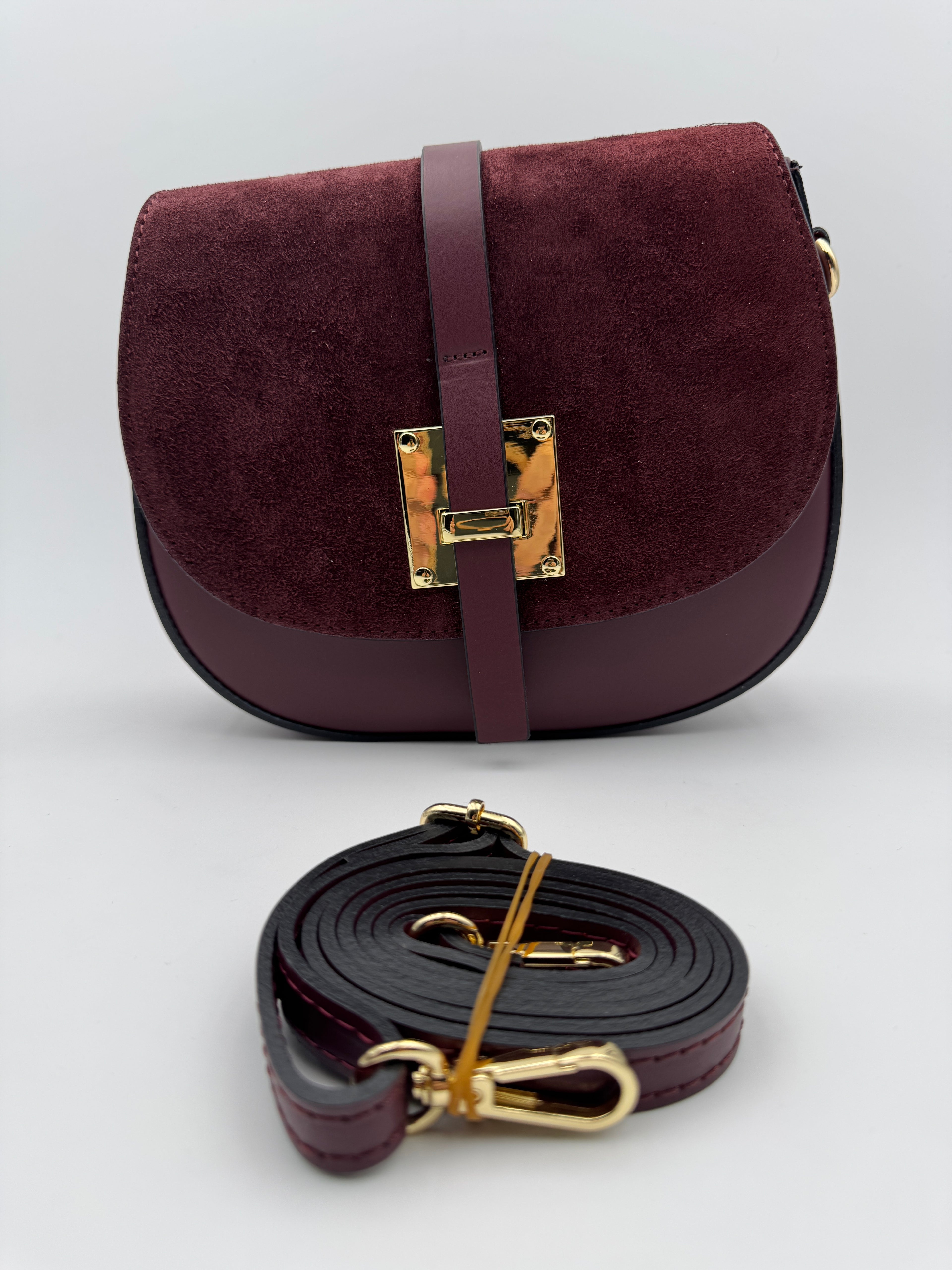 Borsa con Tracolla FRESIA - in Vera Pelle Martellata e Scamosciata Made in Italy