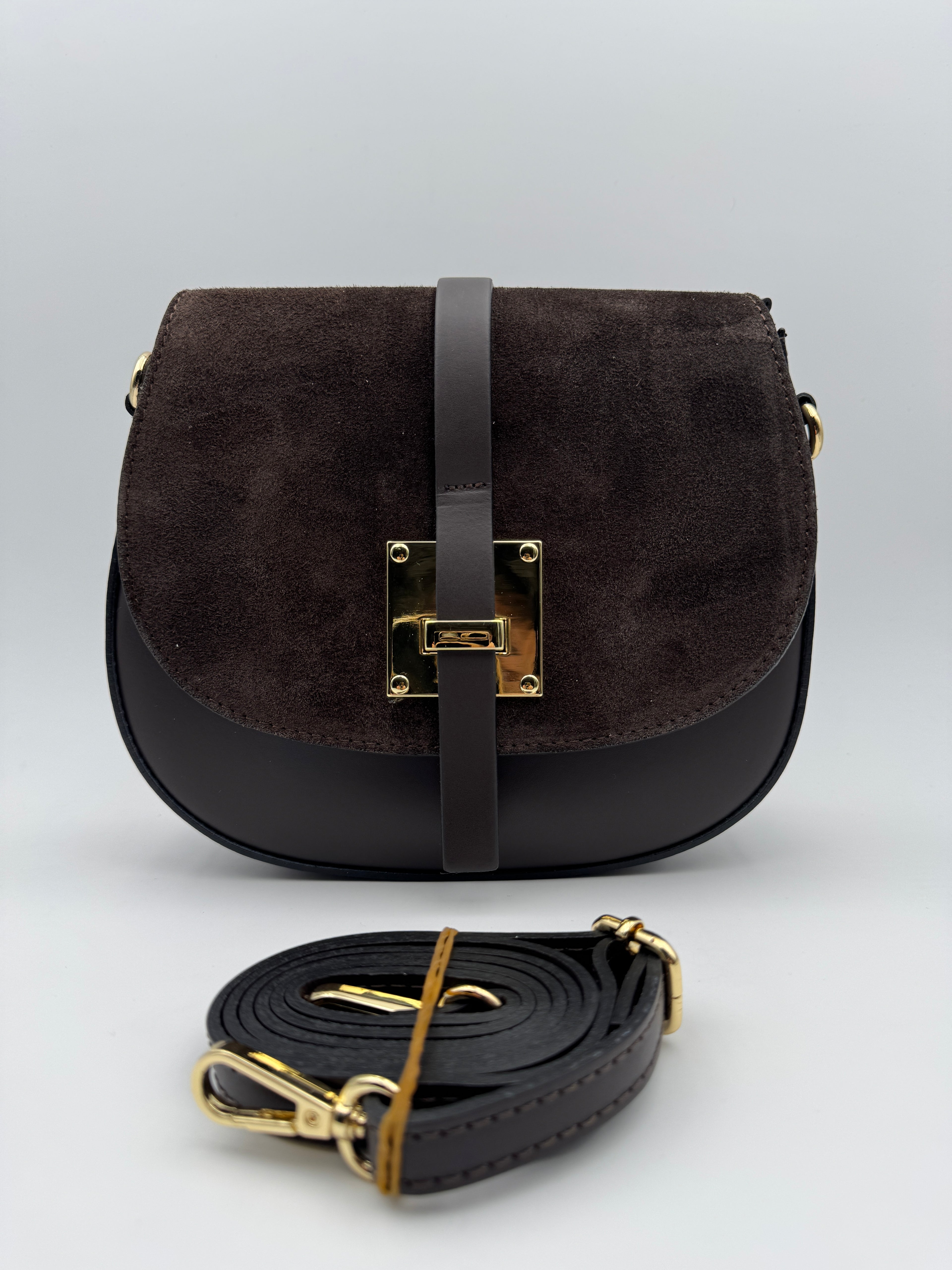 Borsa con Tracolla FRESIA - in Vera Pelle Martellata e Scamosciata Made in Italy