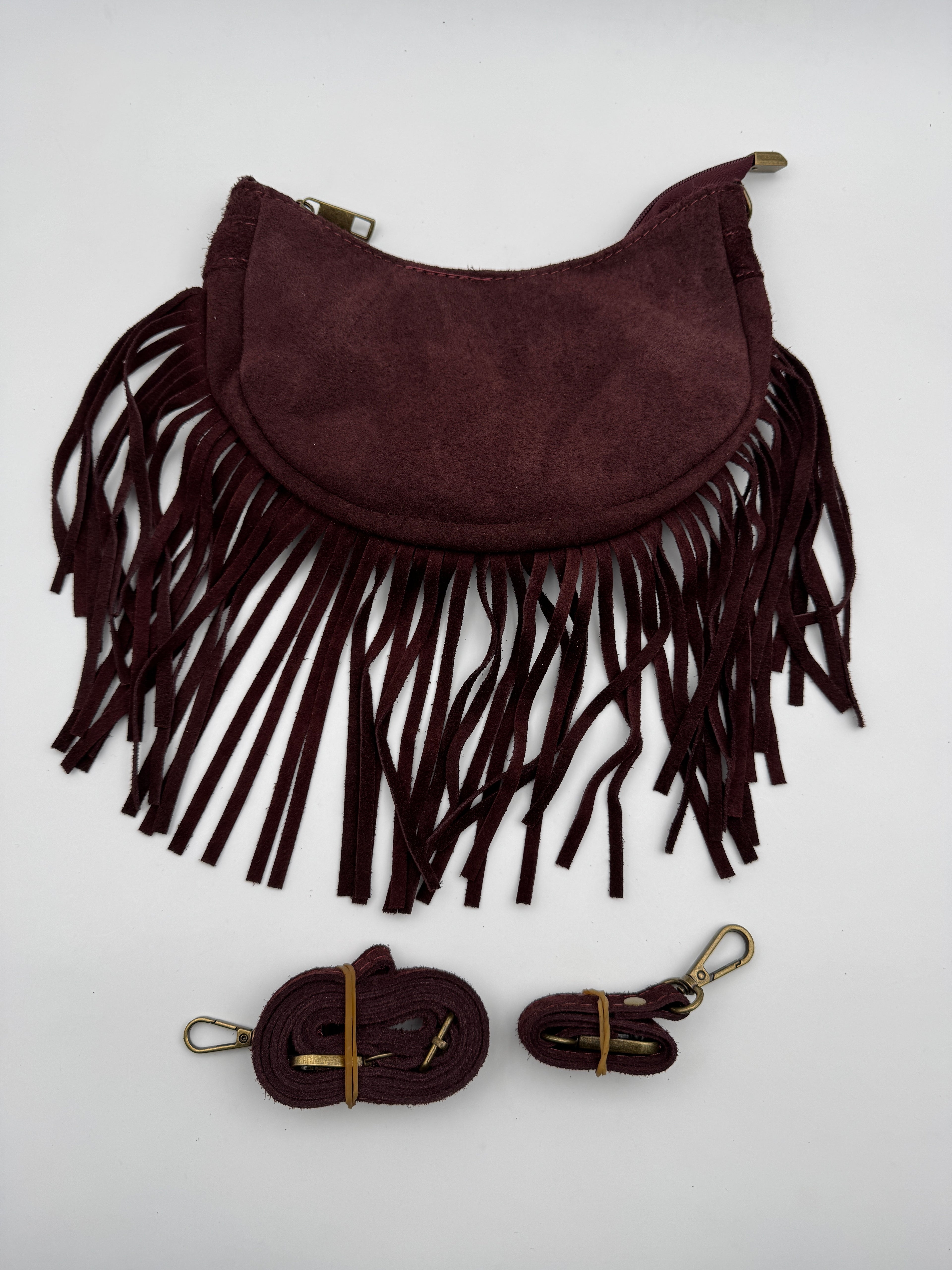 Borsa a Mezzaluna GINESTRA - in Vera Pelle Scamosciata Made in Italy