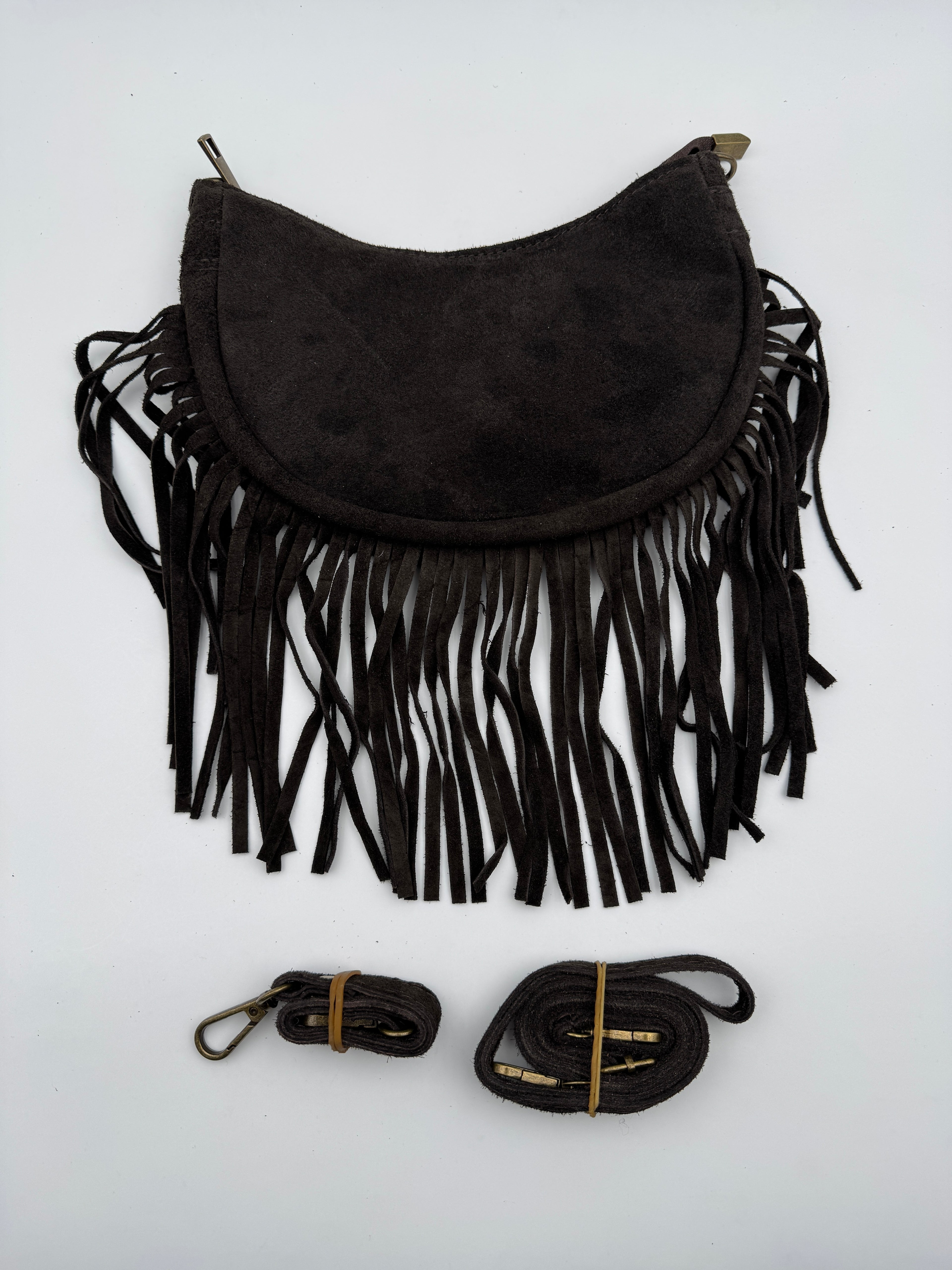 Borsa a Mezzaluna GINESTRA - in Vera Pelle Scamosciata Made in Italy