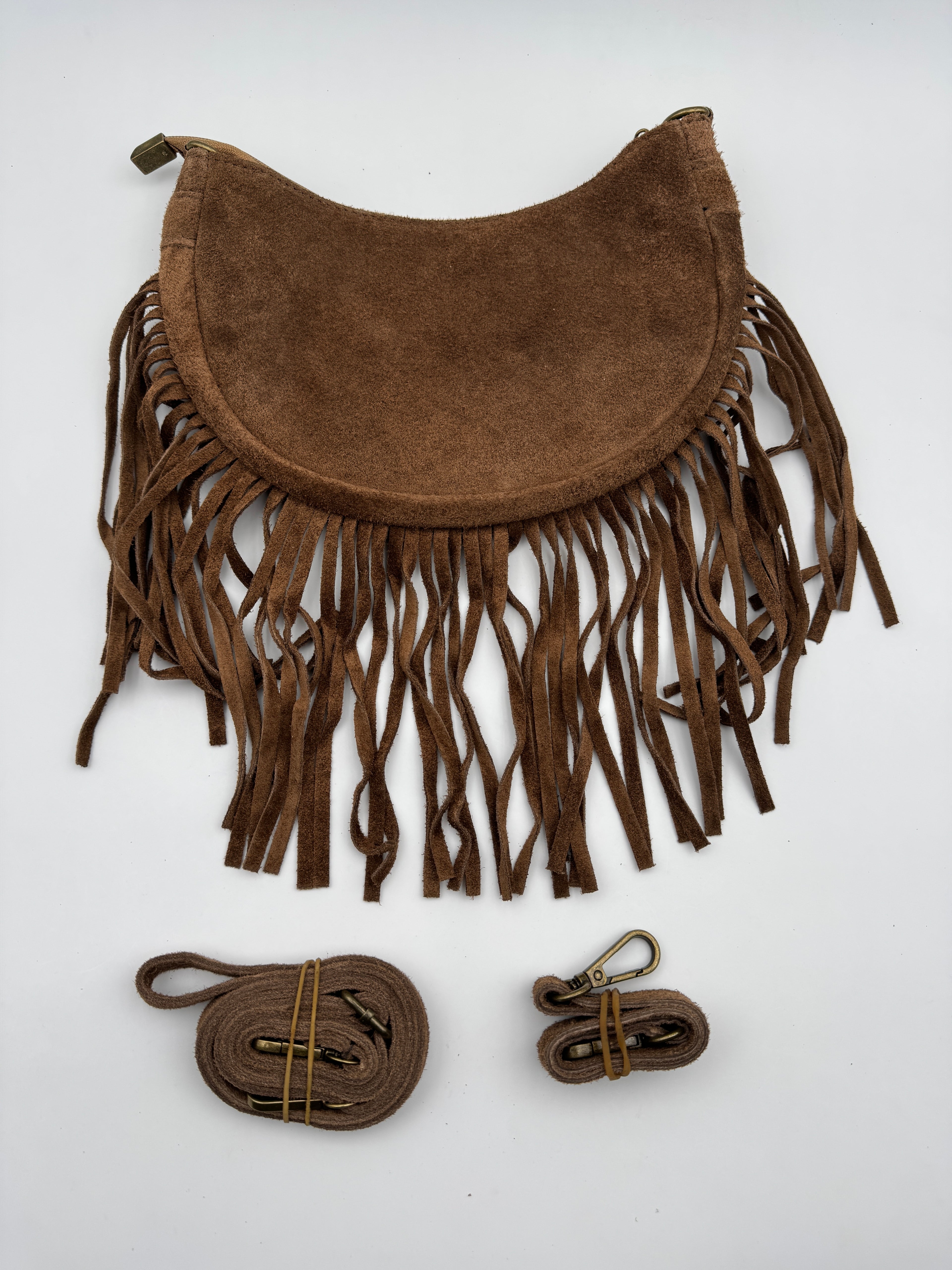 Borsa a Mezzaluna GINESTRA - in Vera Pelle Scamosciata Made in Italy