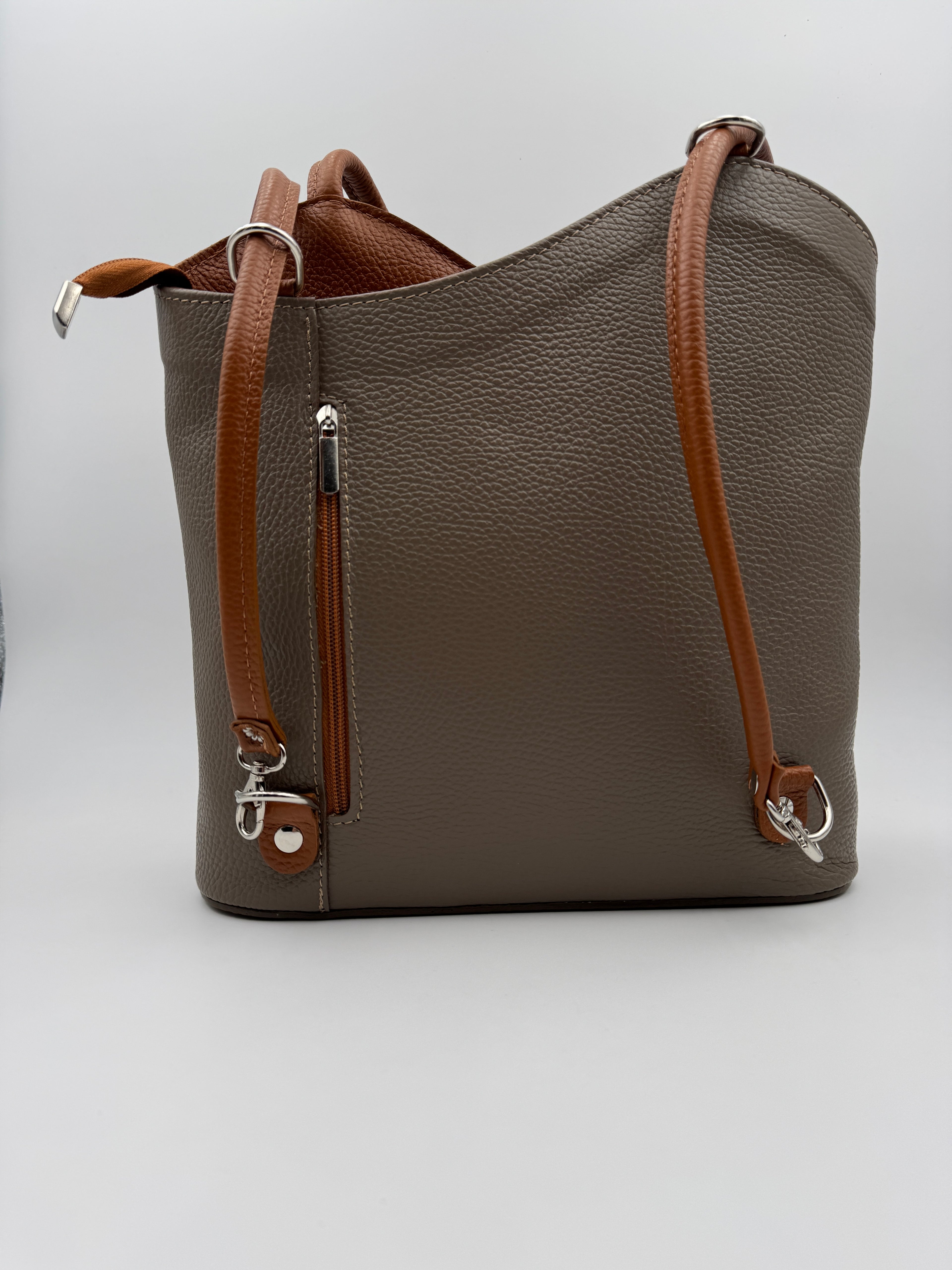 Borsa Zaino PAPAVERO - in Vera Pelle Martellata Made in Italy