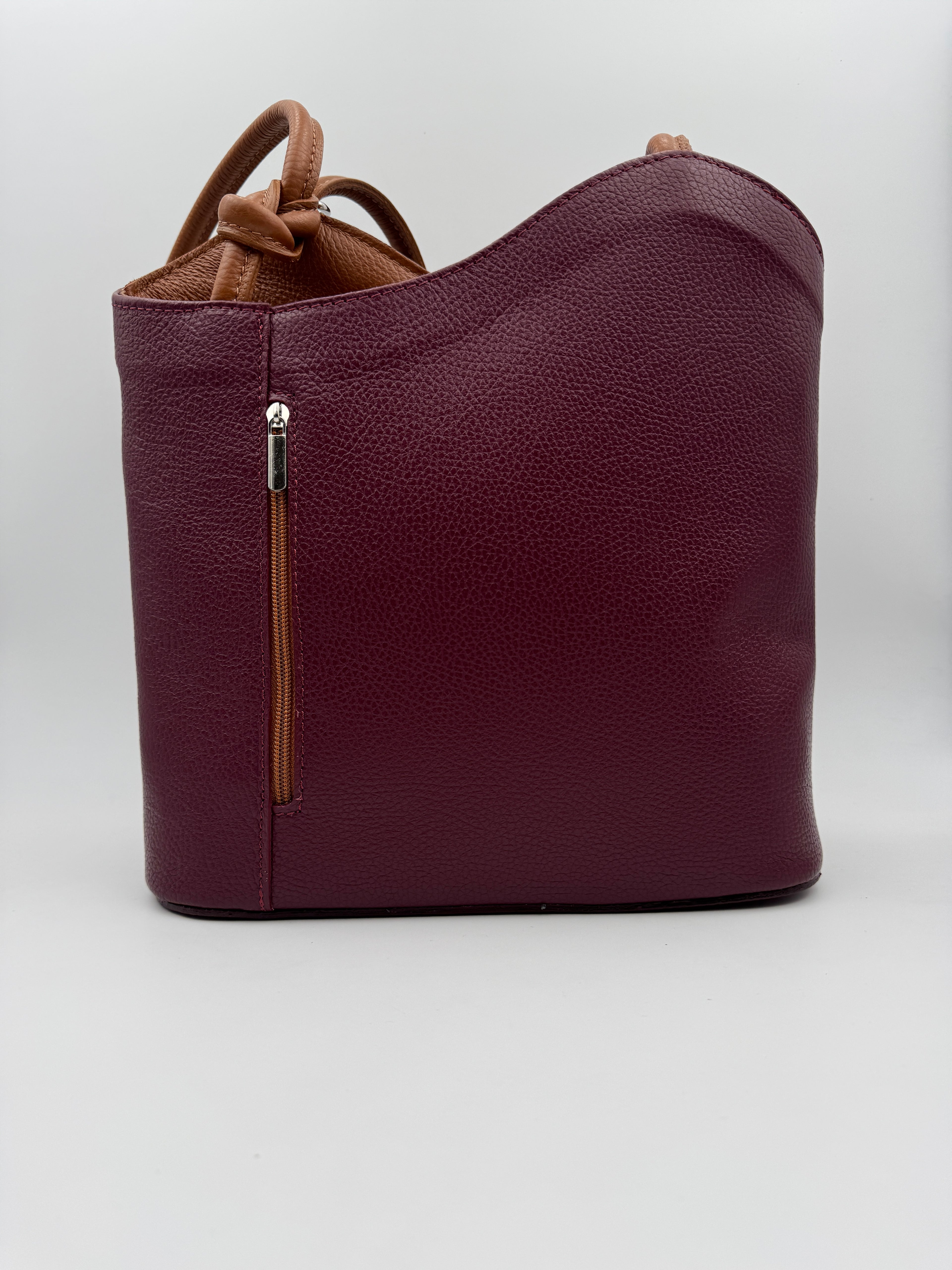 Borsa Zaino PAPAVERO - in Vera Pelle Martellata Made in Italy