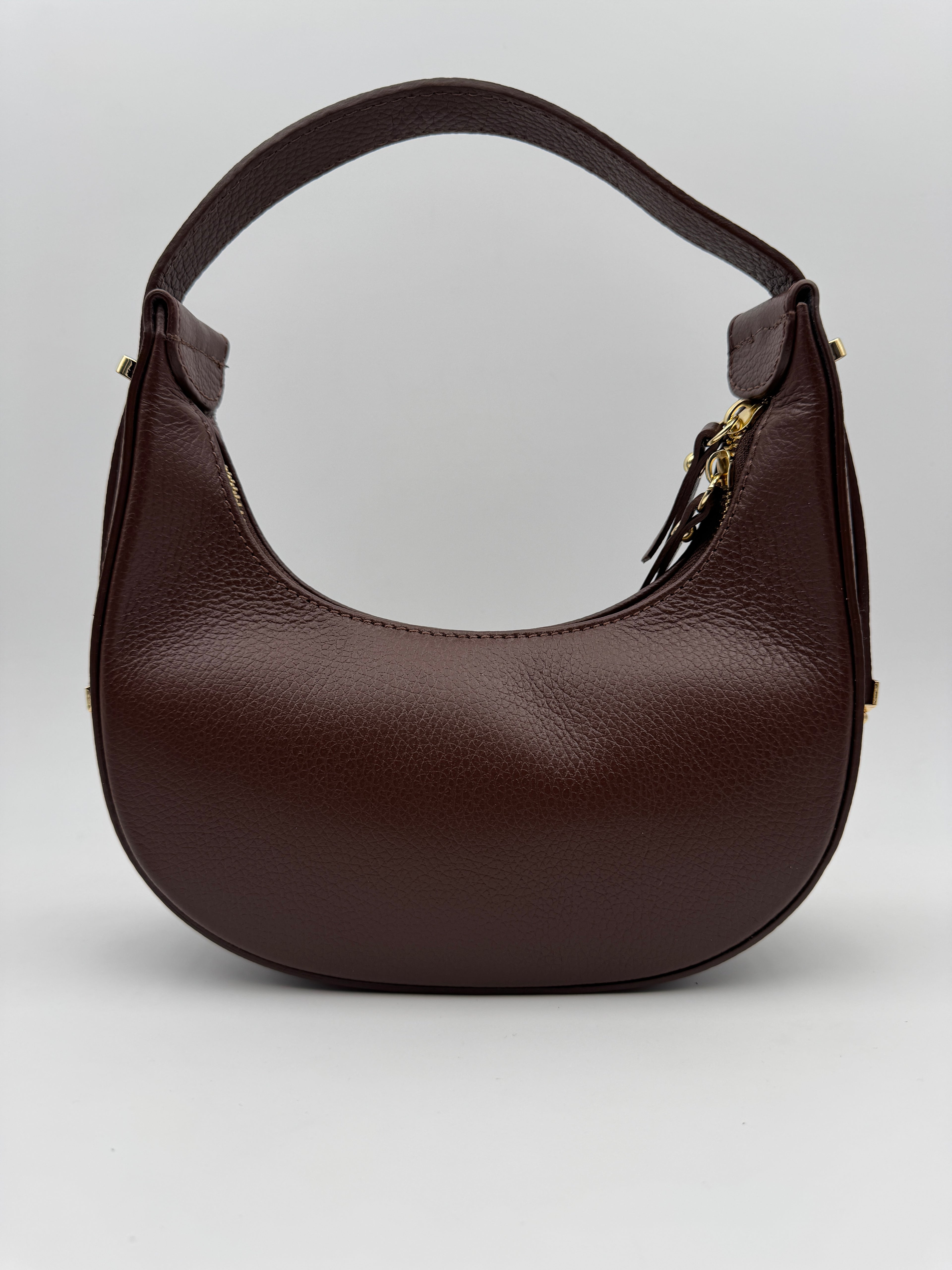 Borsa Mezzaluna GLICINE - in Vera Pelle Martellata Made in Italy